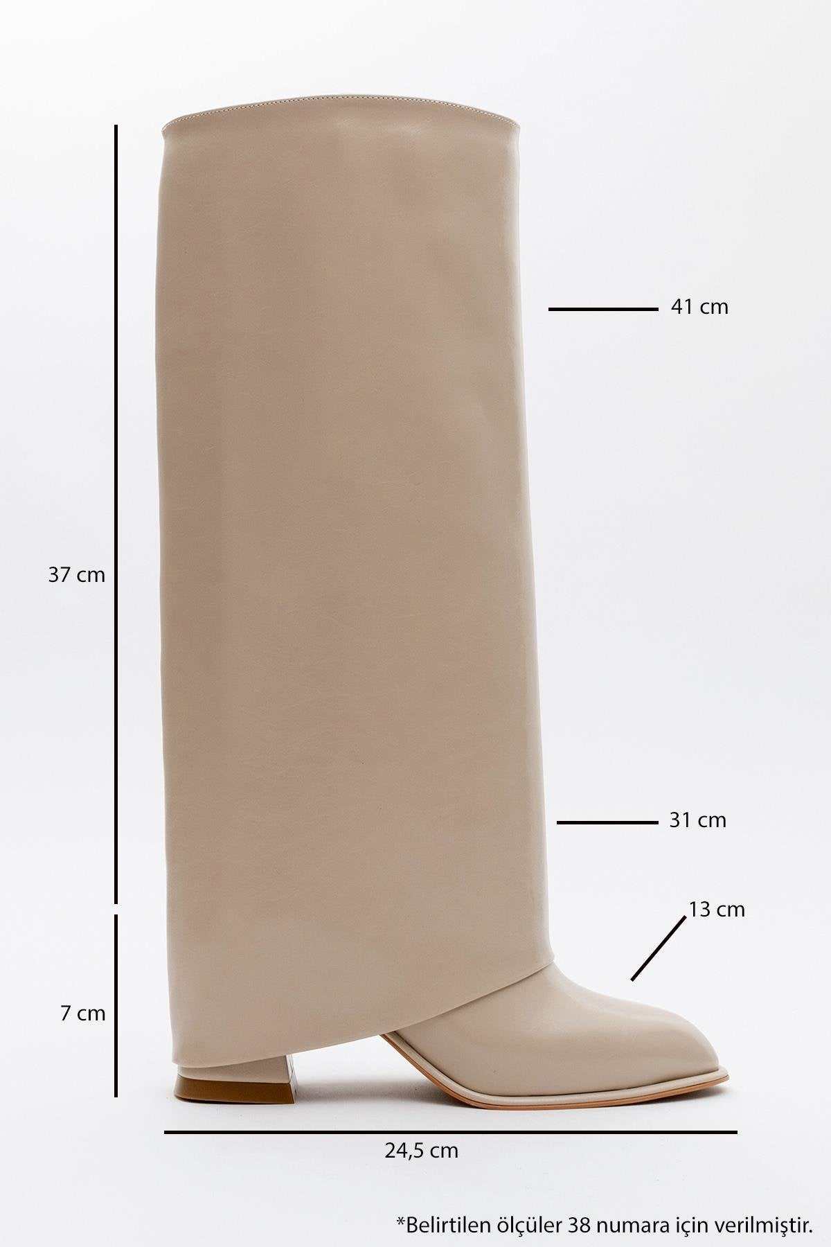 Maybe Beige Chunky Heel Boot – back view showing leather, red, Vowalisse