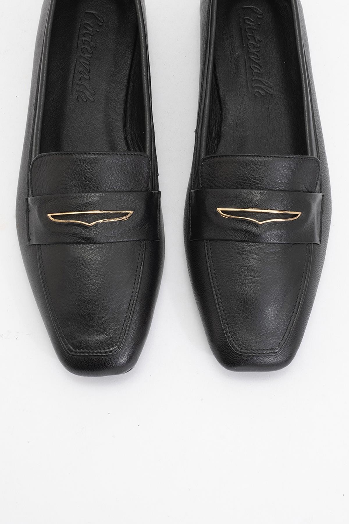 Iridessa - Black Leather Loafers – side view showing leather, black, red, Vowalisse
