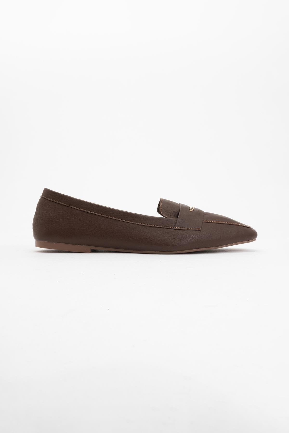 Iridessa - Brown Leather Loafers – back view showing leather, red, Vowalisse