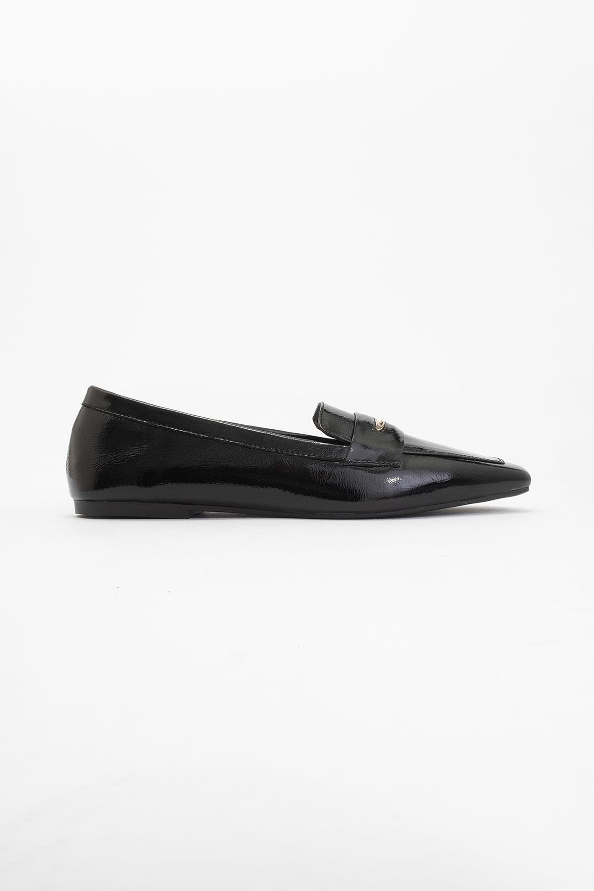 Iridessa - Black Patent Leather Loafers – back view showing leather, black, red, Vowalisse