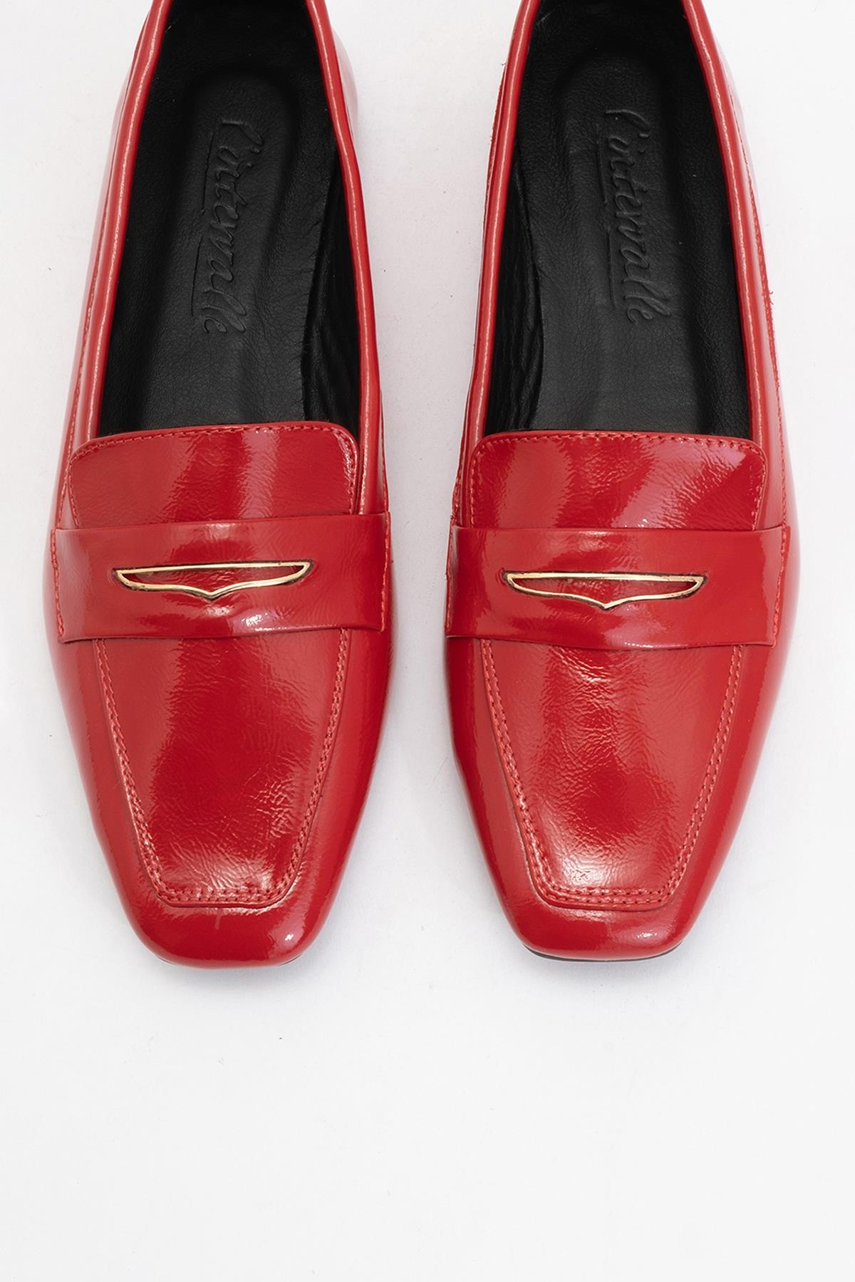 Iridessa - Red Patent Leather Loafers – side view showing leather, red, Vowalisse
