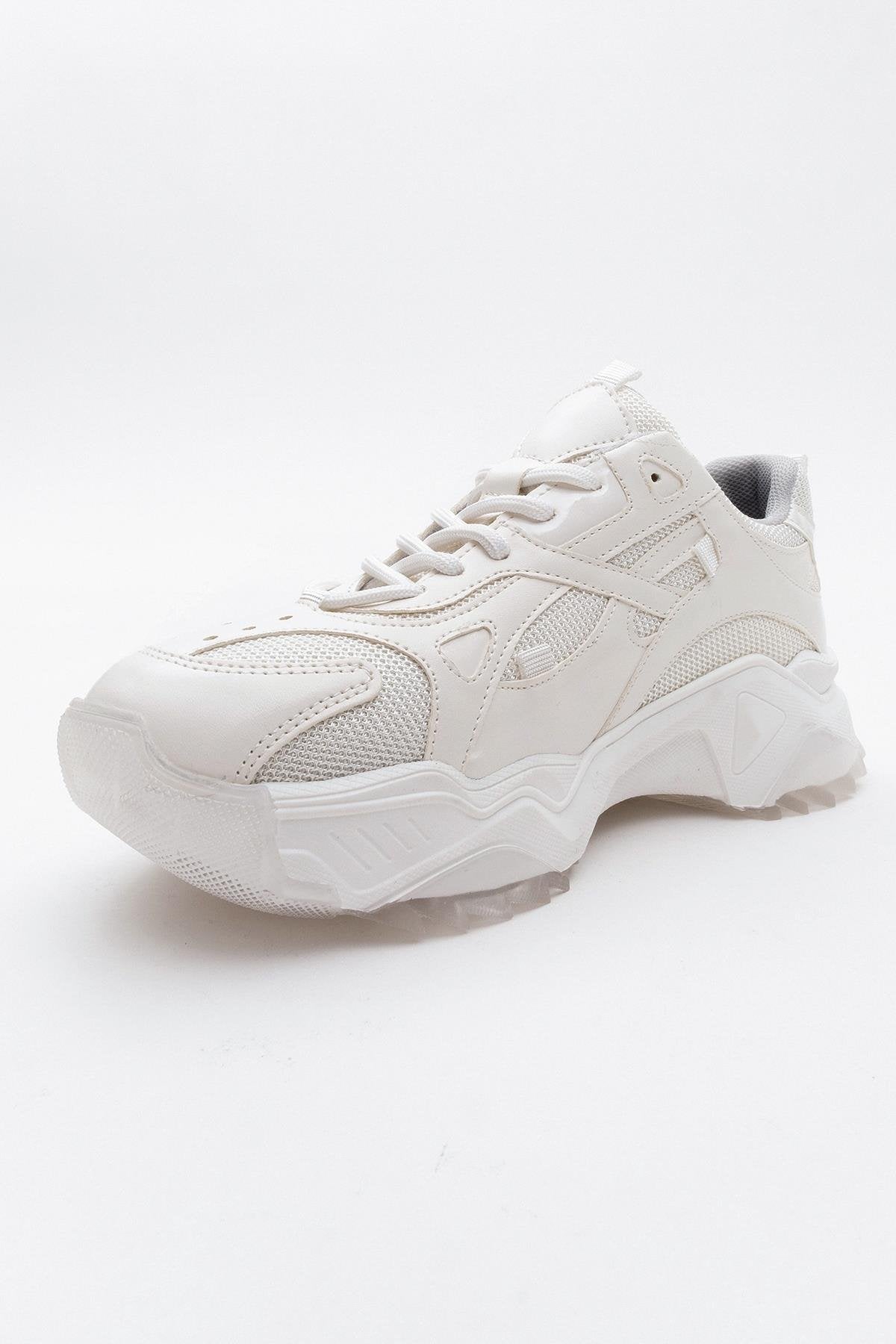 Loretta - White Platform Sneakers – detail view showing white, red, Vowalisse