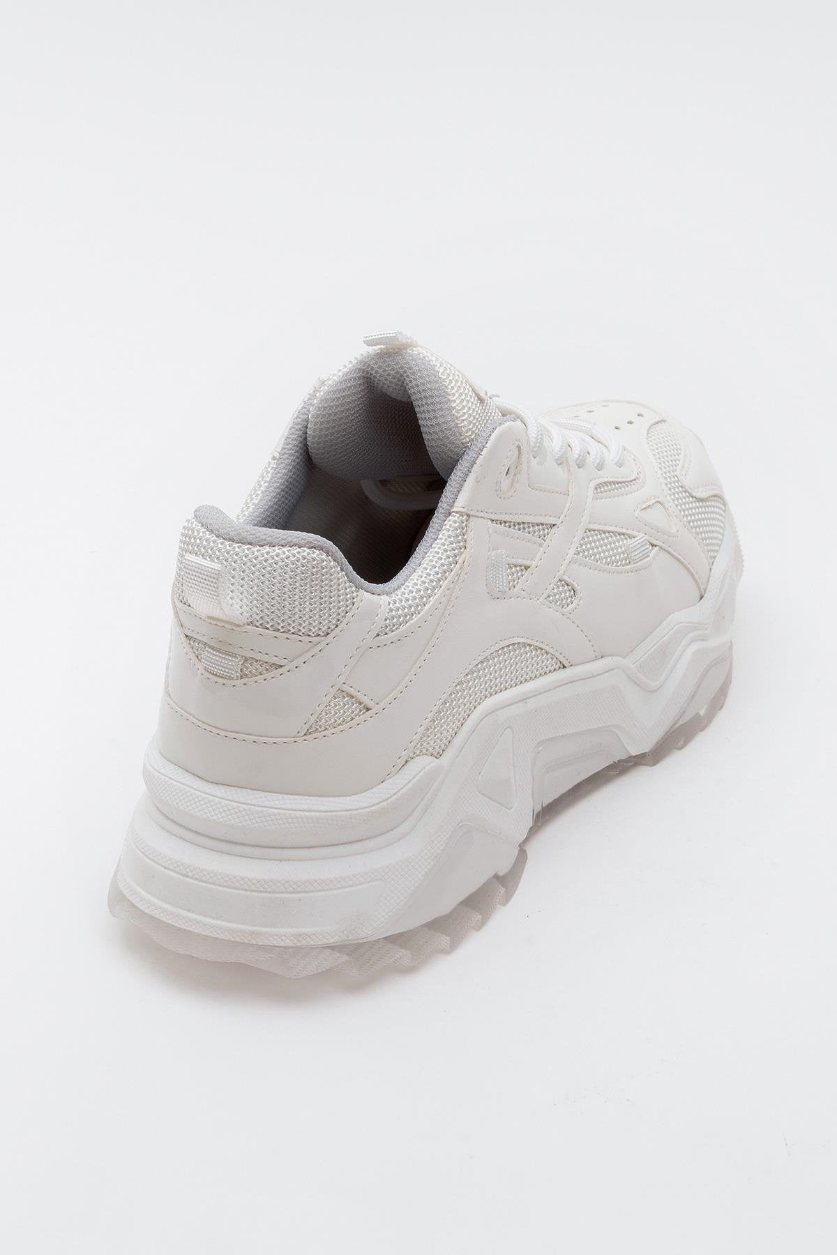 Loretta - White Platform Sneakers – heel view showing white, red, Vowalisse
