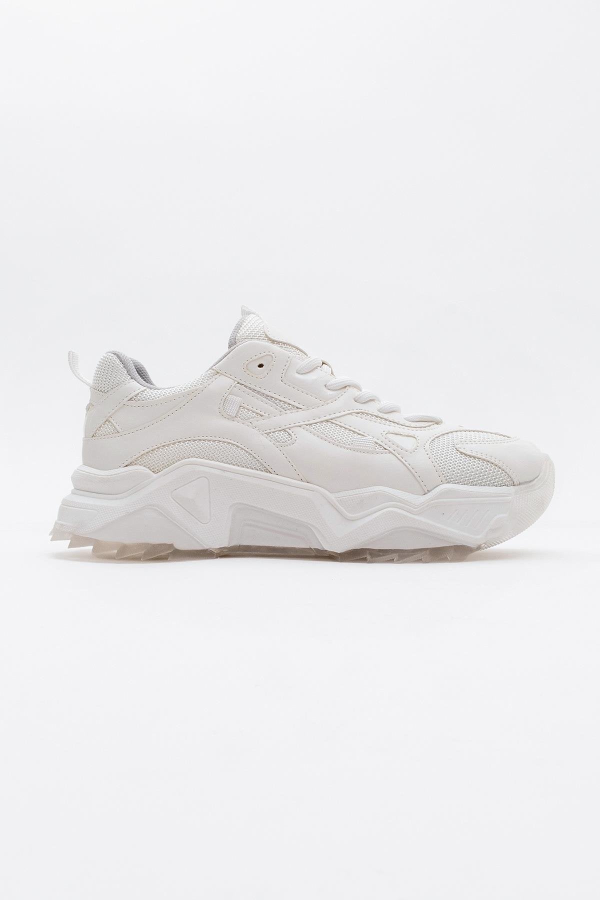 Loretta - White Platform Sneakers – back view showing white, red, Vowalisse
