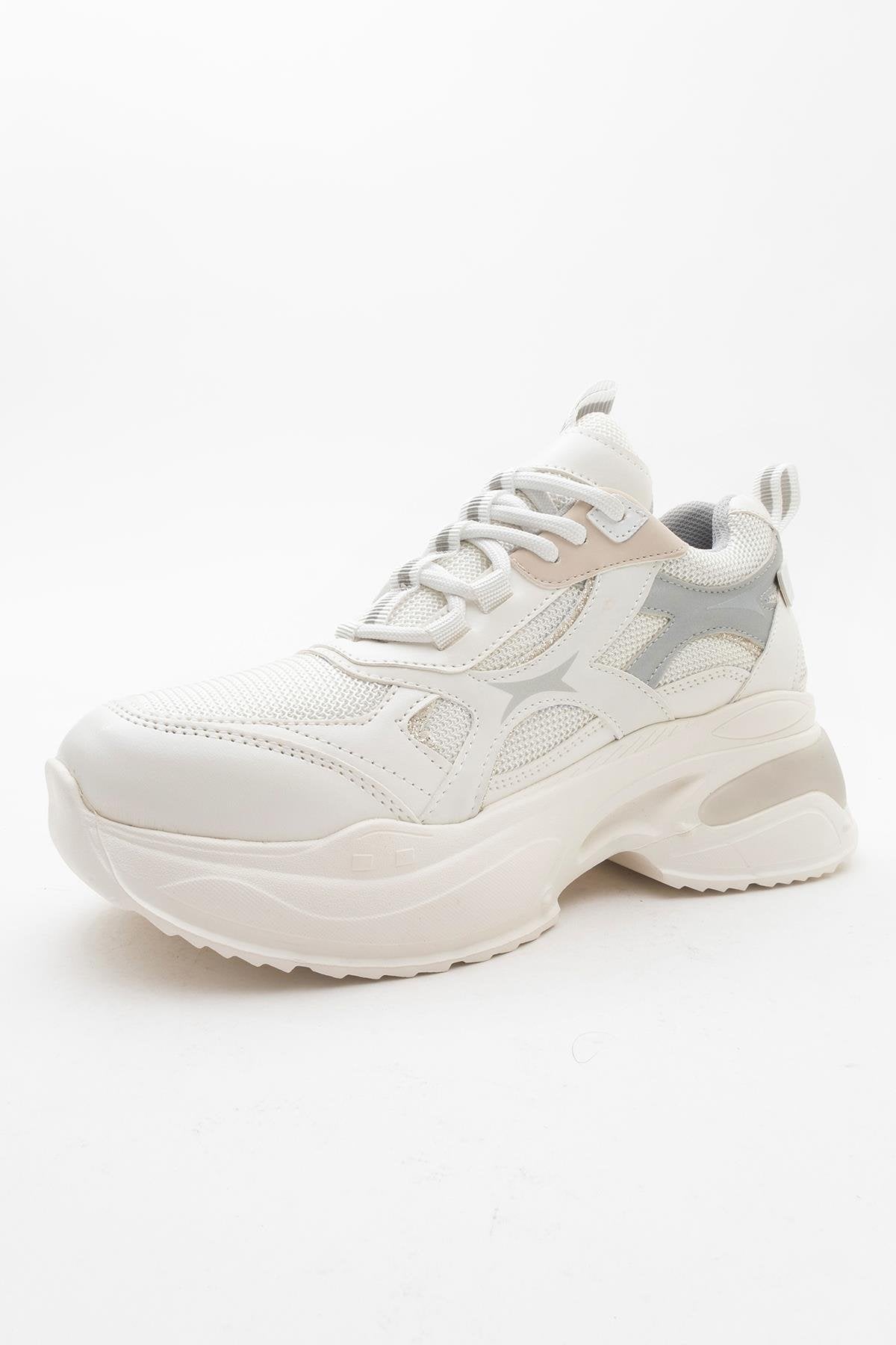 Marron - White Sneakers – detail view showing leather, white, Vowalisse