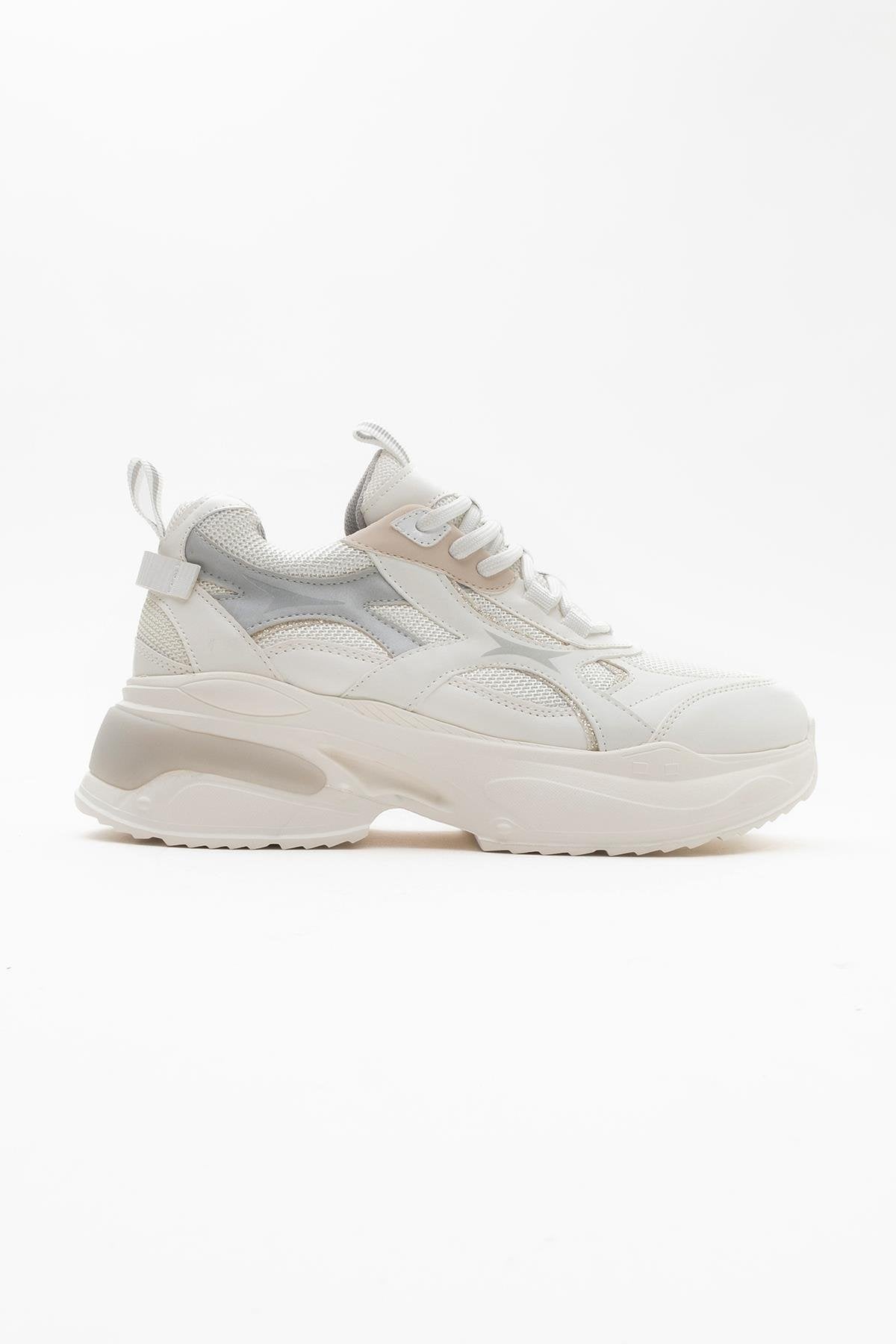 Marron - White Sneakers – heel view showing leather, white, Vowalisse