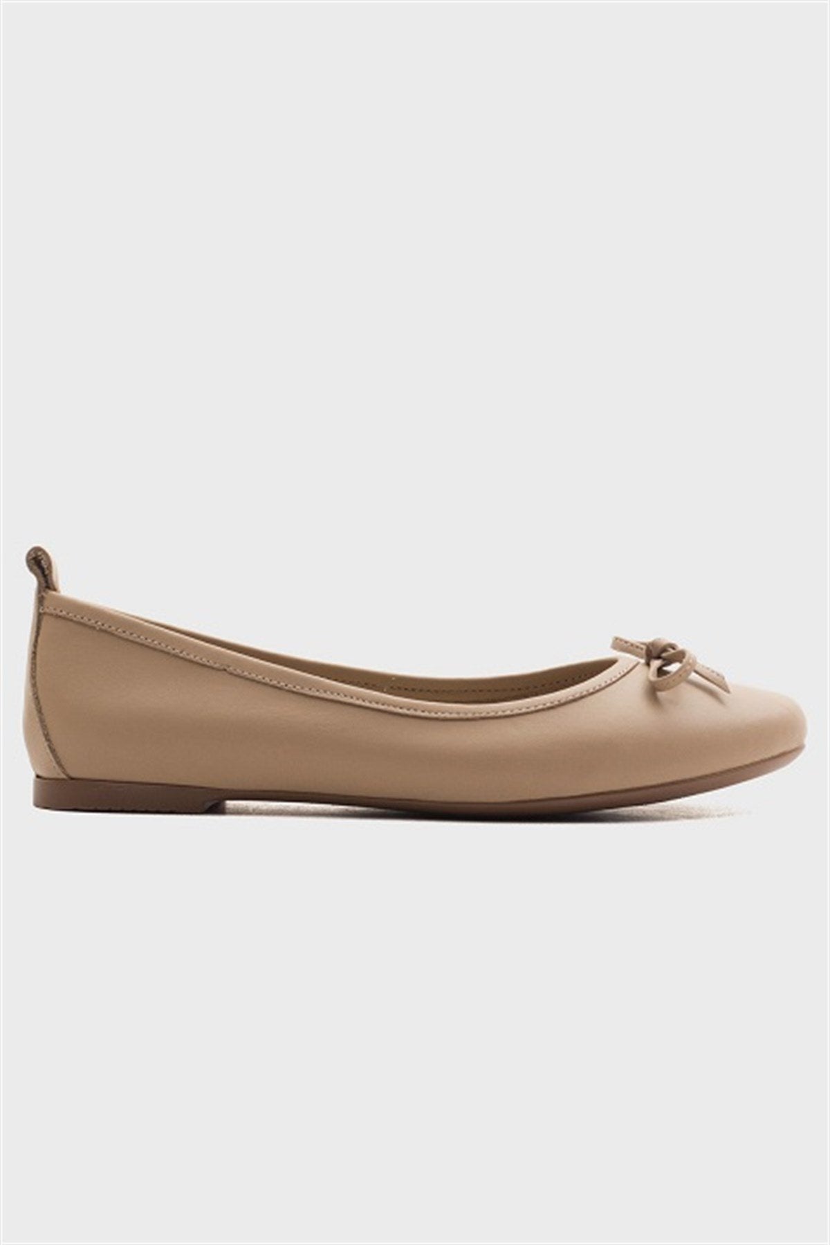 Florence - Cream Beige Leather Ballerina Flats – back view showing bow, leather, suede, Vowalisse