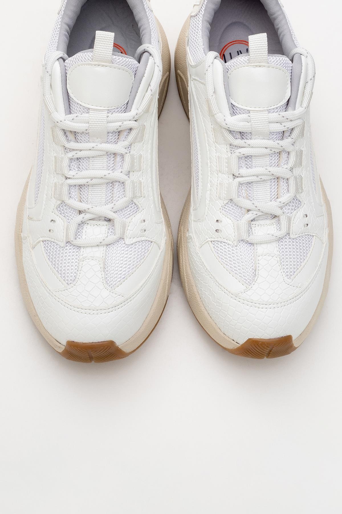 Bambi - White Printed Mesh Sneaker – side view showing leather, mesh, white, Vowalisse