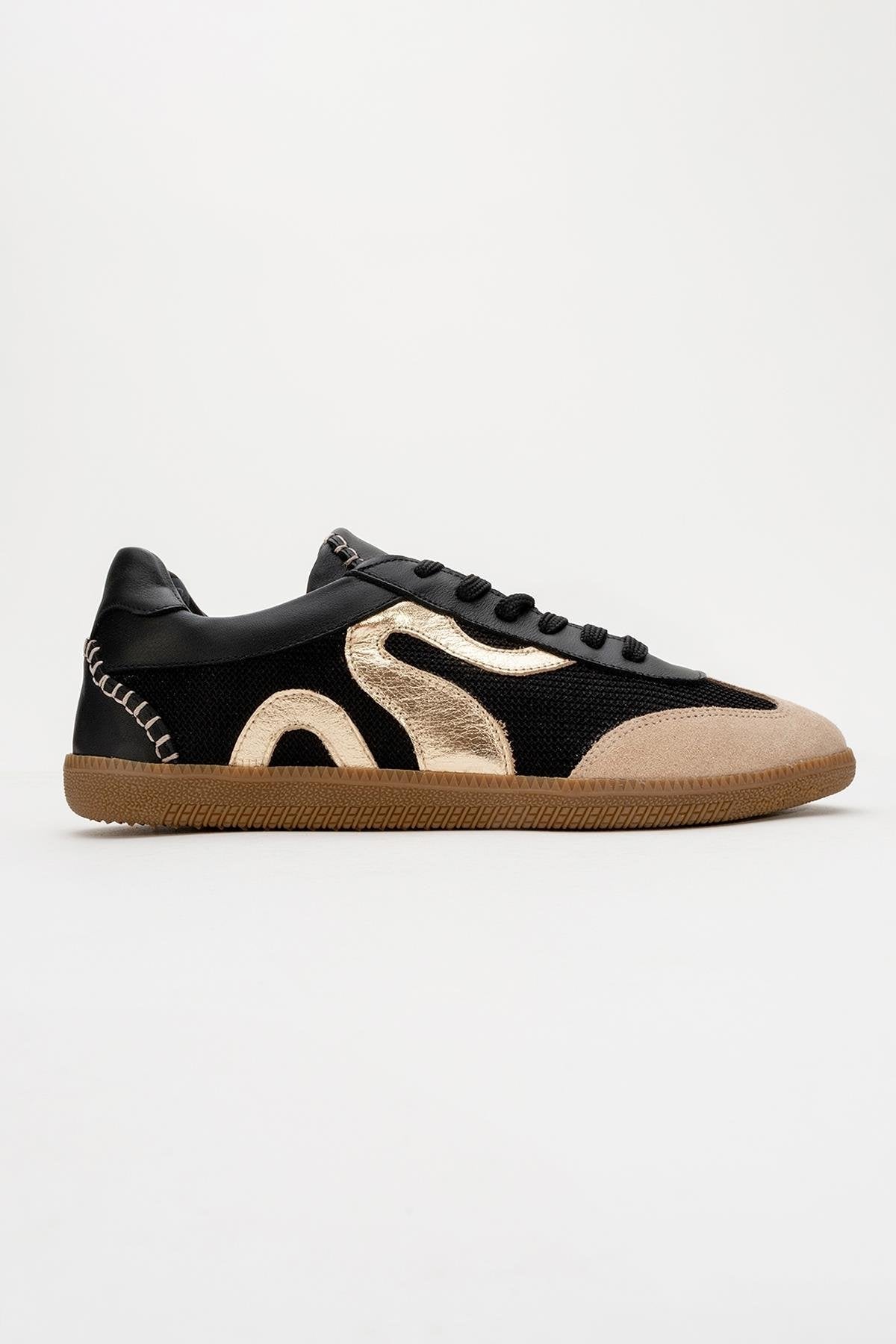 Perry - Black Genuine Leather Sneaker – back view showing leather, black, Vowalisse