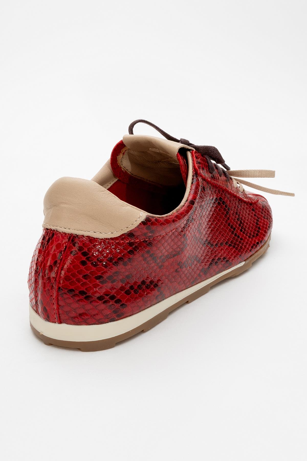 Crea - Red Leather Sneakers – back view showing leather, red, Vowalisse