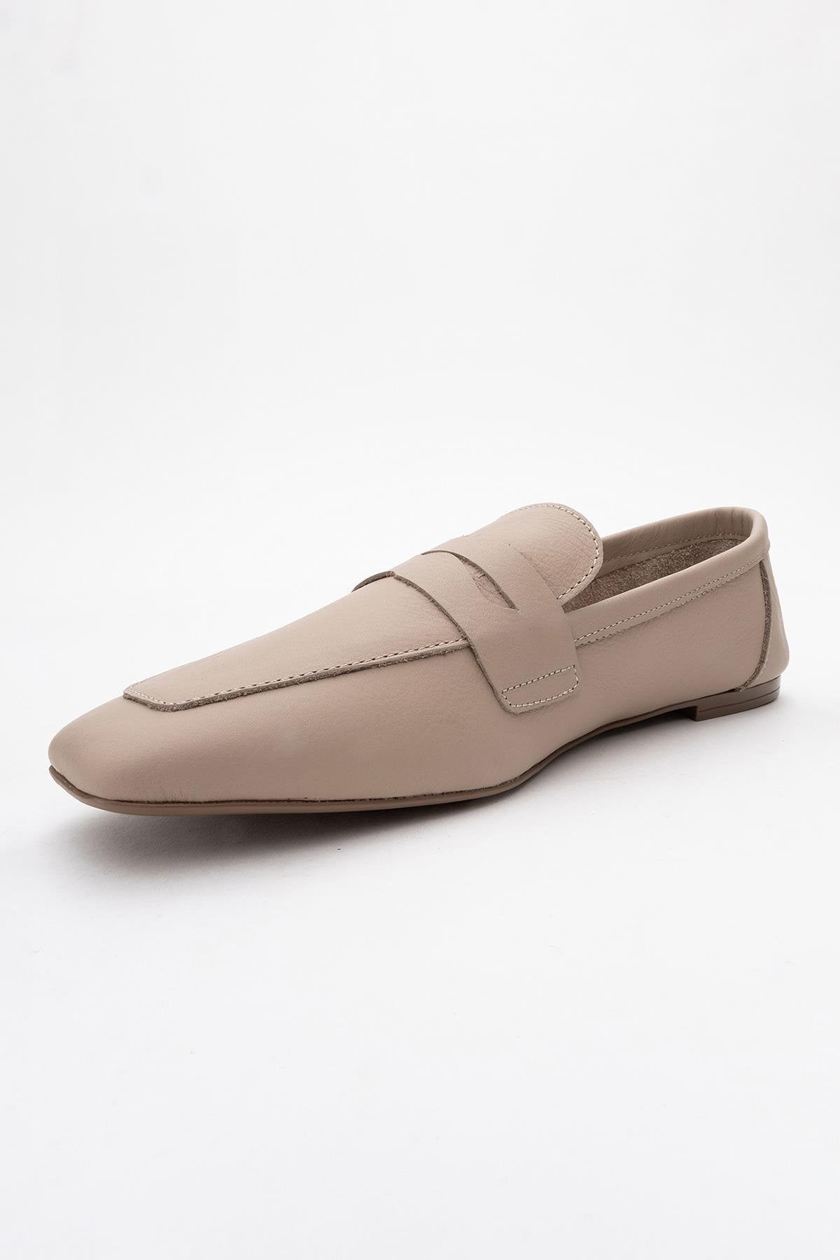 Morne - Dark Beige Leather Loafers – back view showing leather, Vowalisse