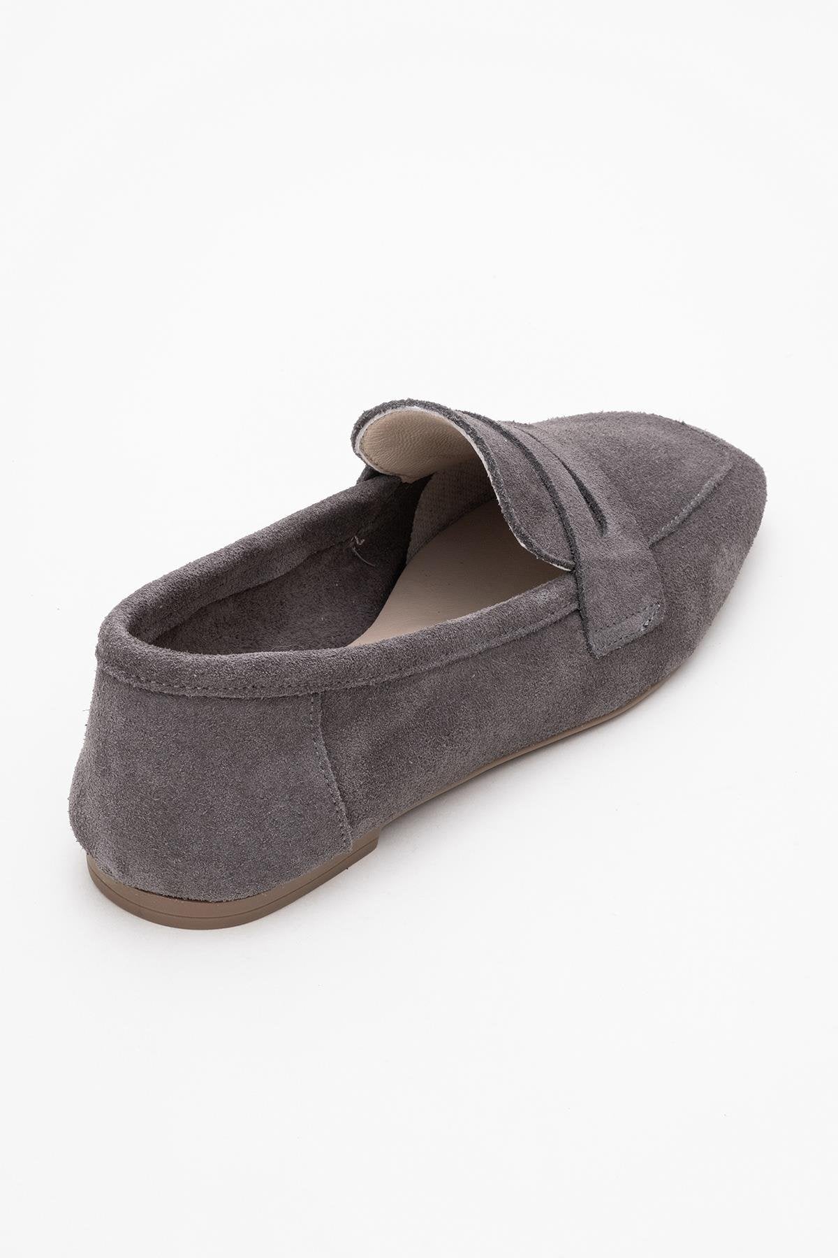 Morne - Gray Suede Leather Loafers – back view showing leather, suede, Vowalisse