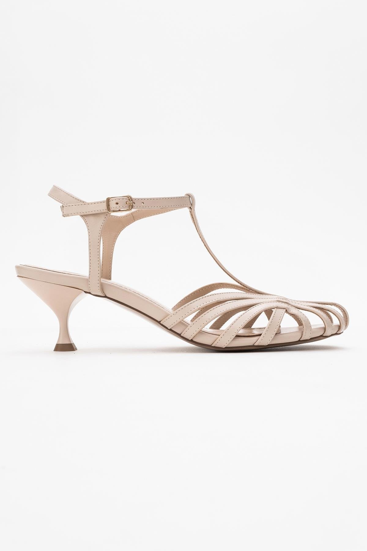 Felip - Off-White Strappy Low Heel Sandal – top view showing leather, white, Vowalisse