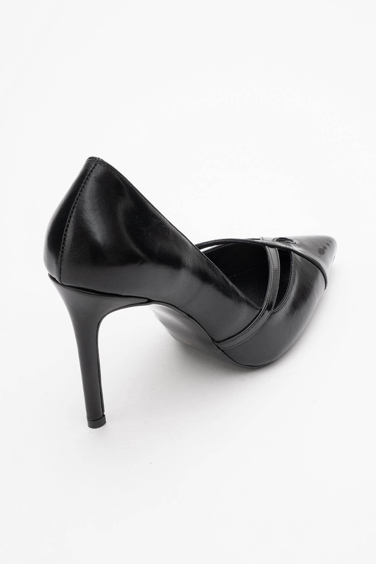 Ruby - Black Stiletto Heel – back view showing leather, black, Vowalisse