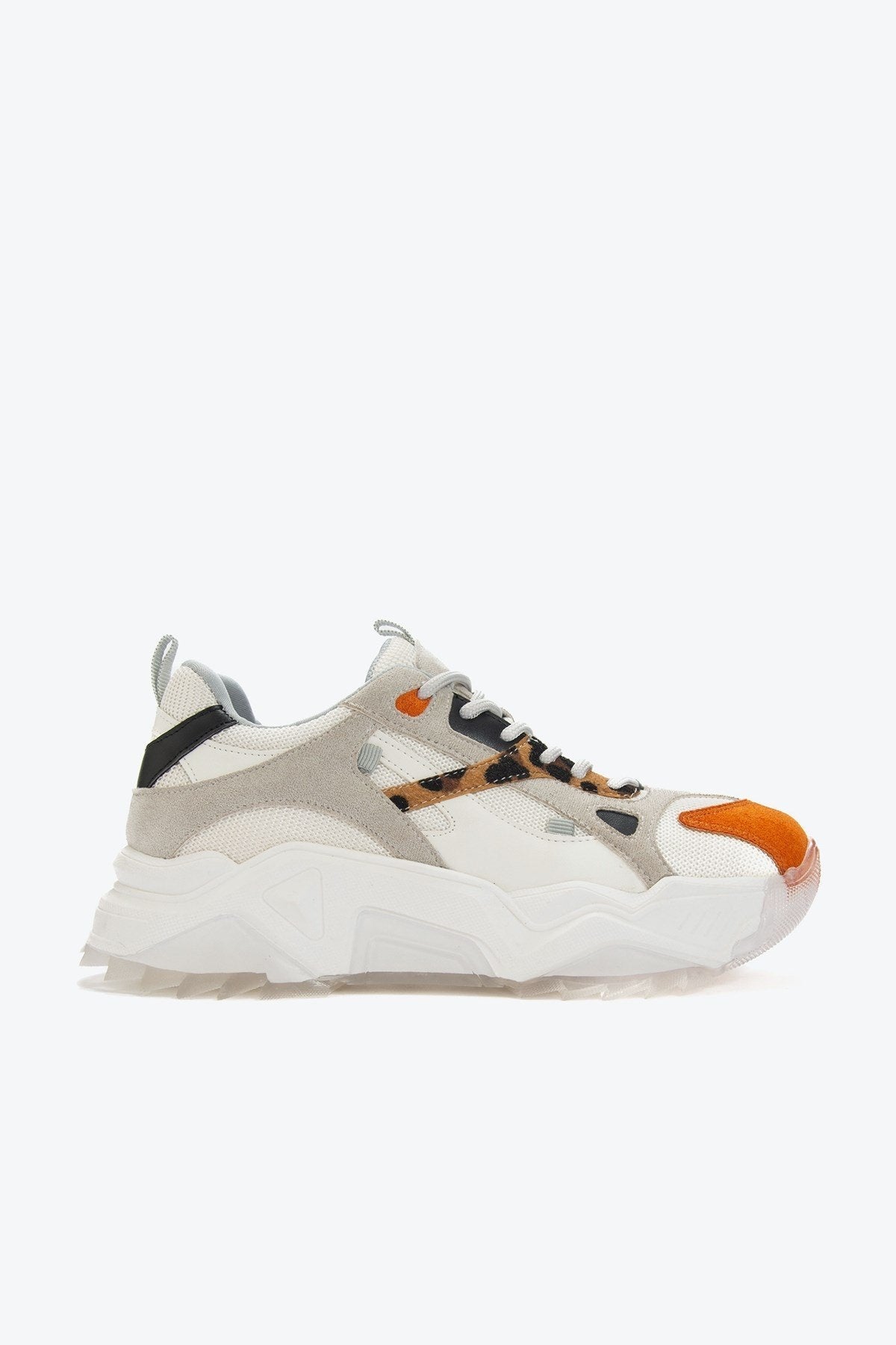 Loretta - White Orange Platform Sneakers – top view showing white, red, Vowalisse