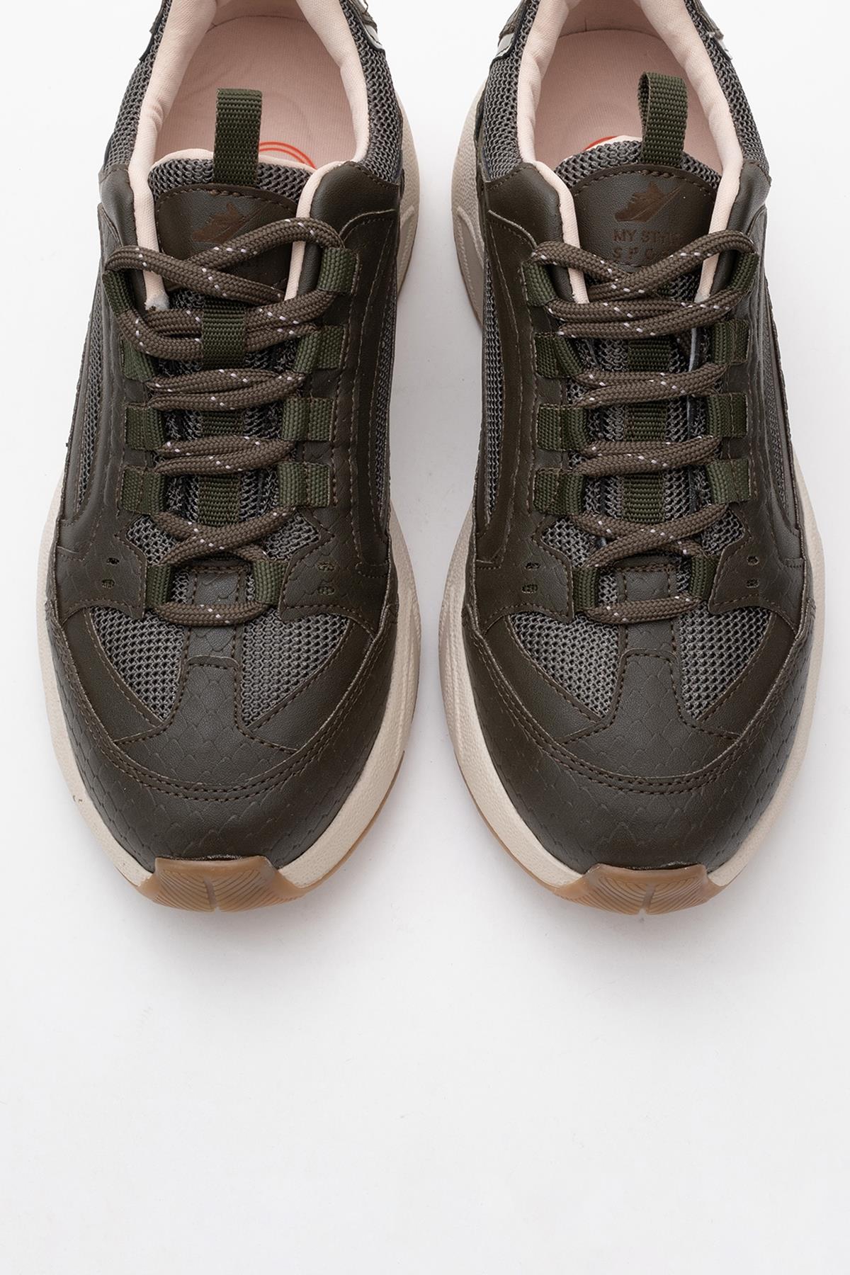 Bambi - Khaki Sneaker – side view showing leather, Vowalisse
