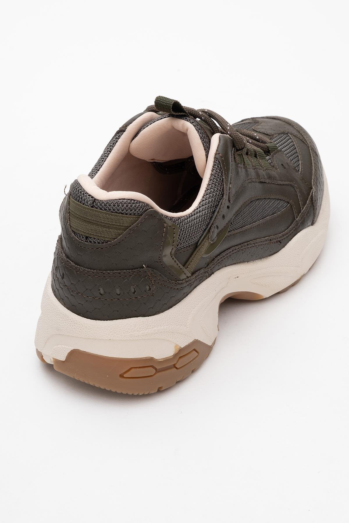 Bambi - Khaki Sneaker – back view showing leather, Vowalisse