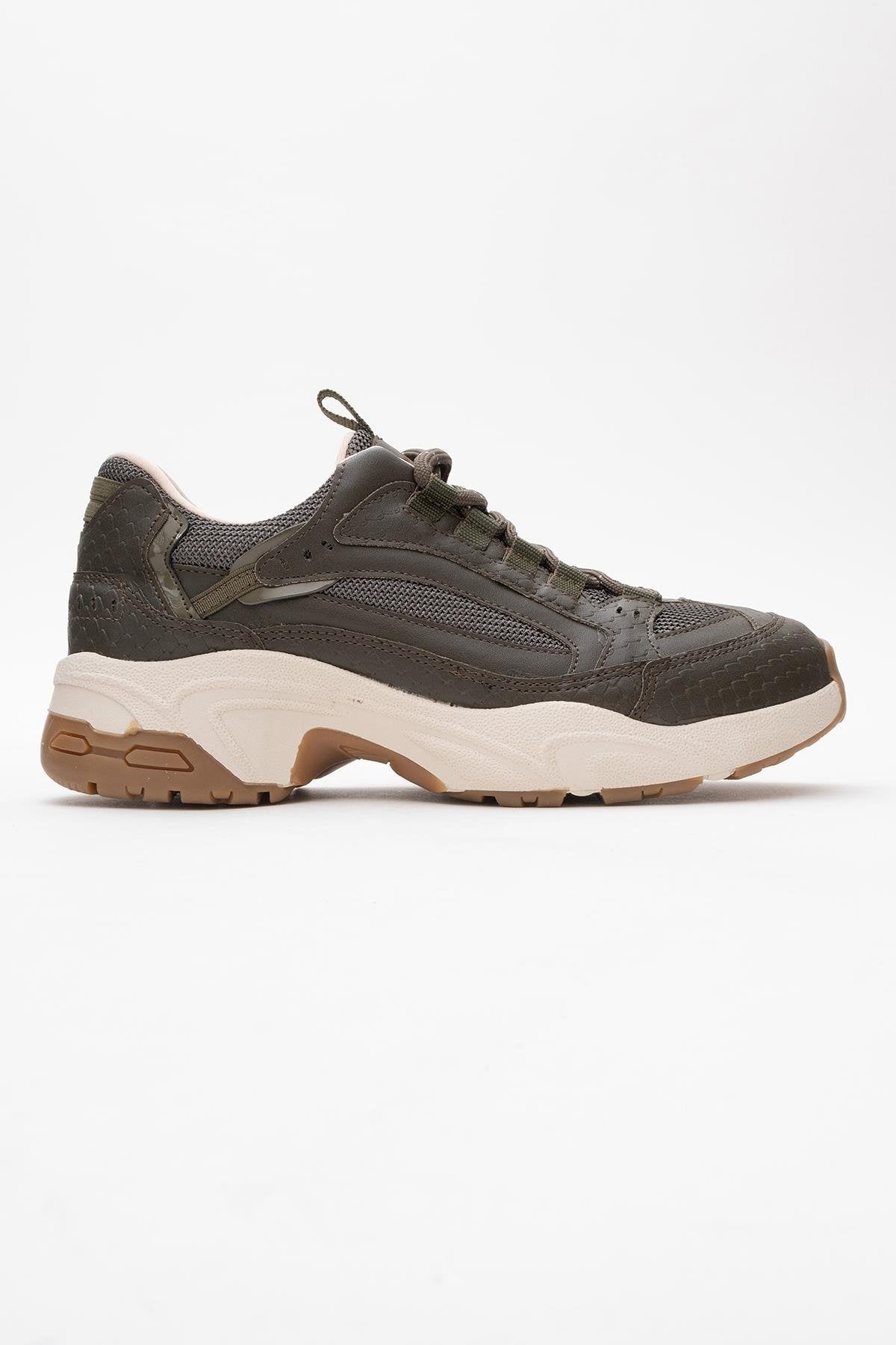 Bambi - Khaki Sneaker – top view showing leather, Vowalisse