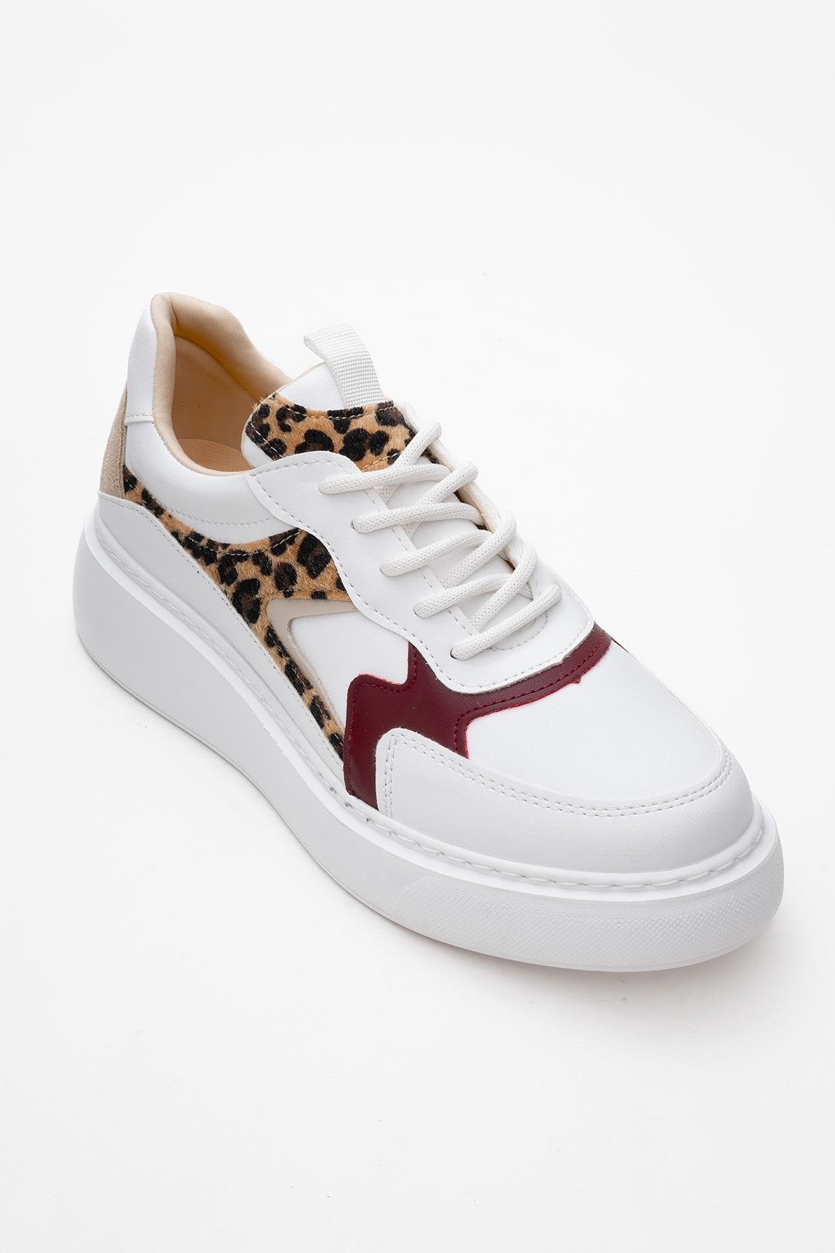 Ida - White Platform Sneakers – detail view showing leather, white, Vowalisse