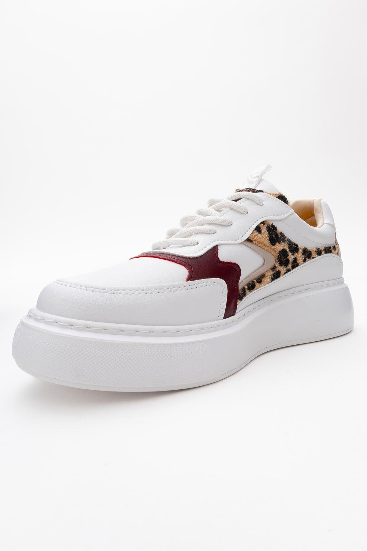 Ida - White Platform Sneakers – heel view showing leather, white, Vowalisse