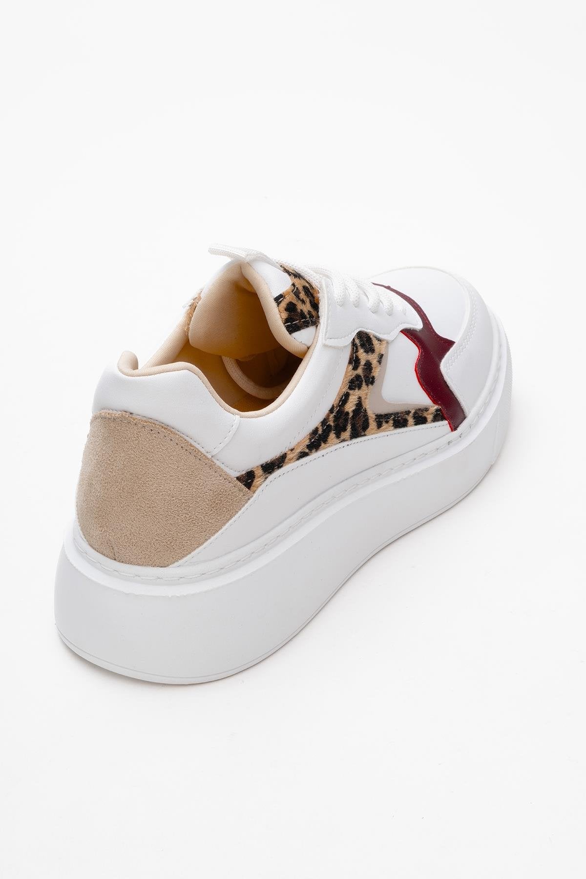 Ida - White Platform Sneakers – back view showing leather, white, Vowalisse