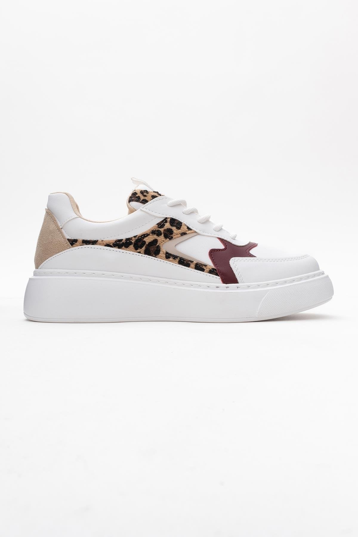 Ida - White Platform Sneakers – top view showing leather, white, Vowalisse