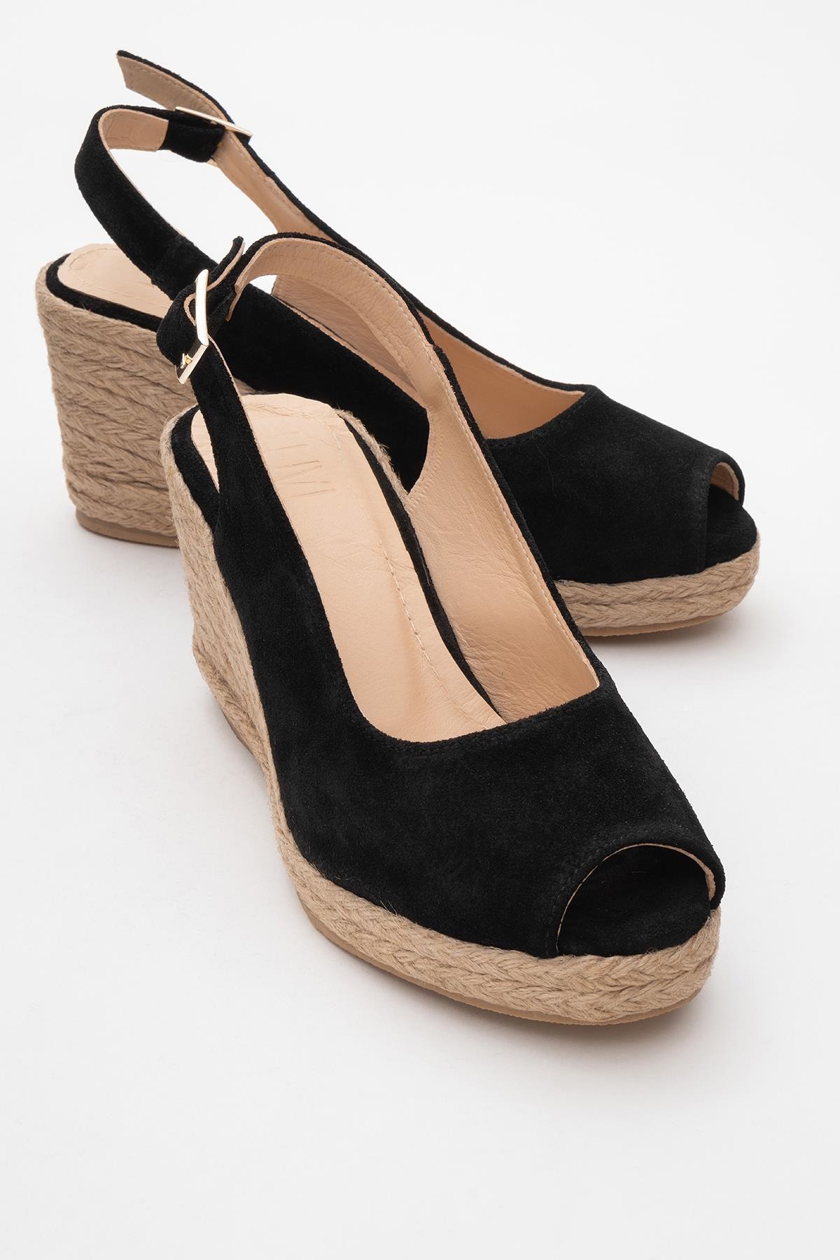 Ryan - Black Suede Leather Espadrilles – front three-quarter view showing leather, suede, black, Vowalisse