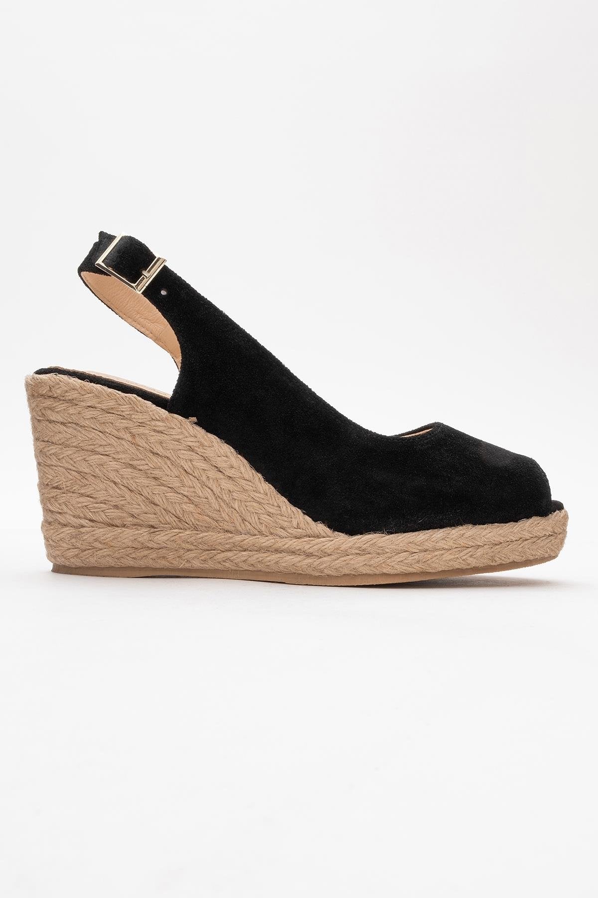 Ryan - Black Suede Leather Espadrilles – top view showing leather, suede, black, Vowalisse