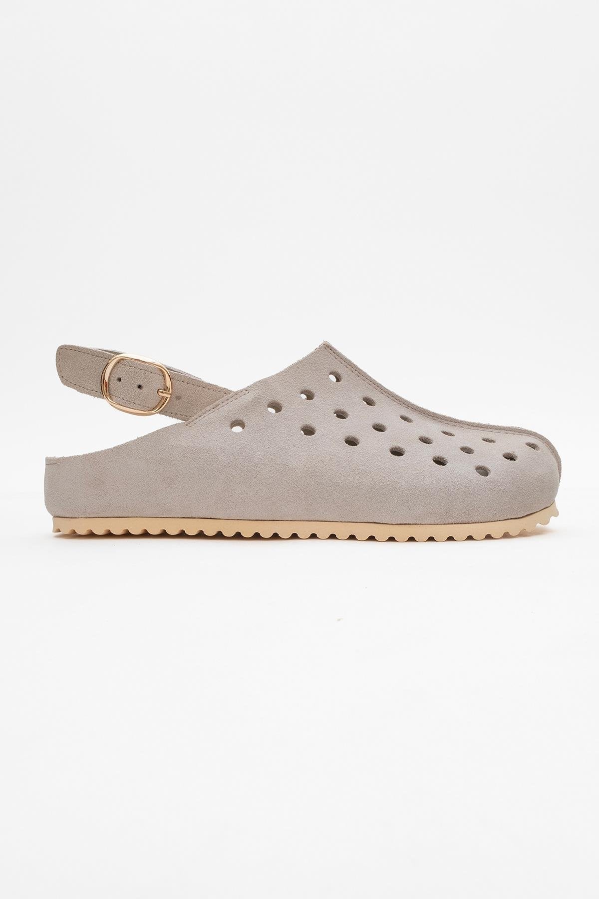 Justa - Beige Genuine Leather Sandal – top view showing leather, Vowalisse