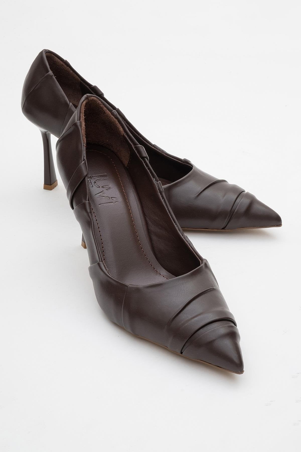 Anly - Brown Stiletto – front three-quarter view showing leather, Vowalisse