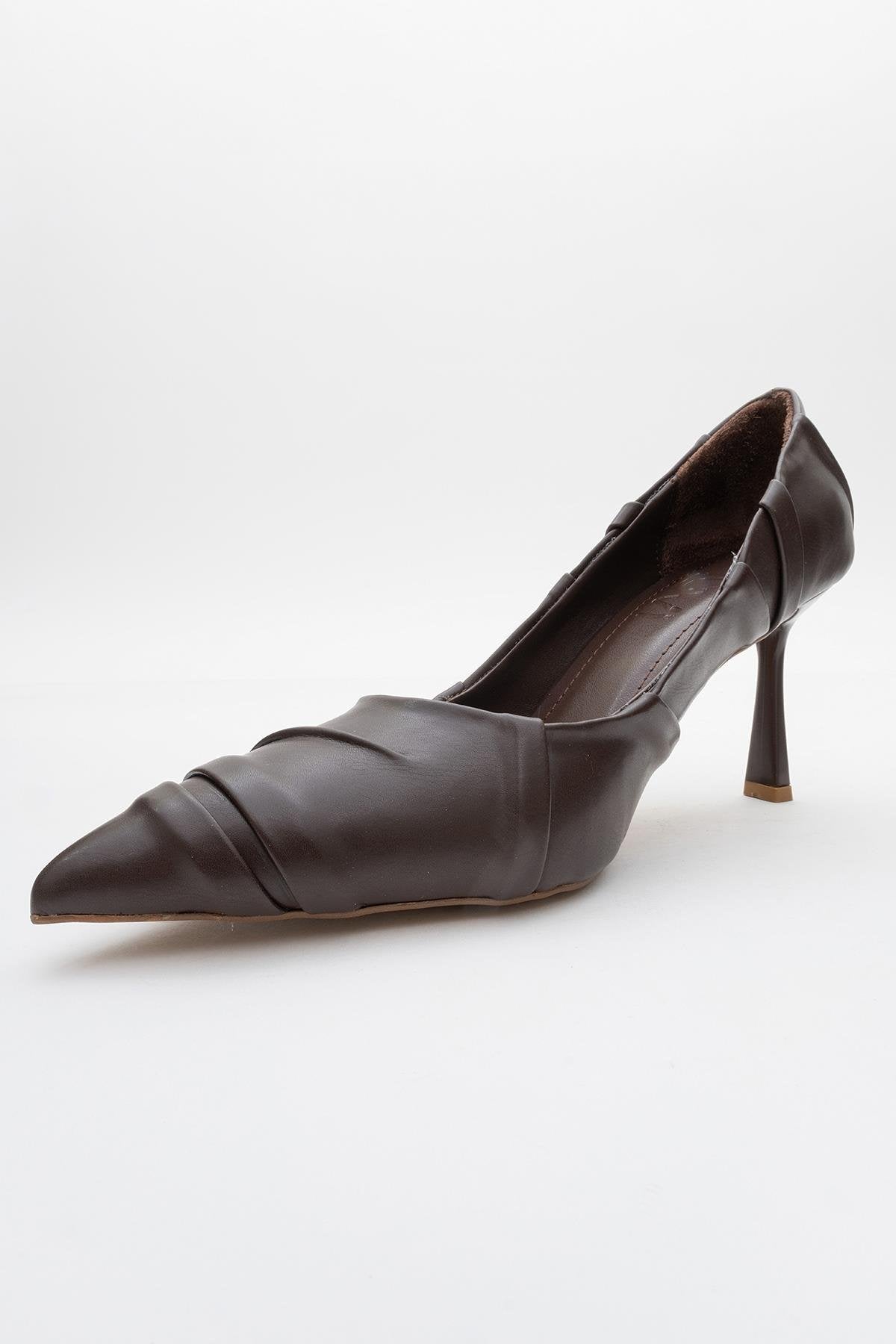 Anly - Brown Stiletto – heel view showing leather, Vowalisse