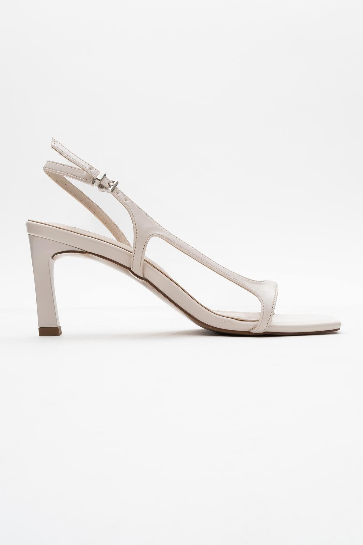 Melby - Off-White Heeled Shoe – top view showing leather, white, Vowalisse