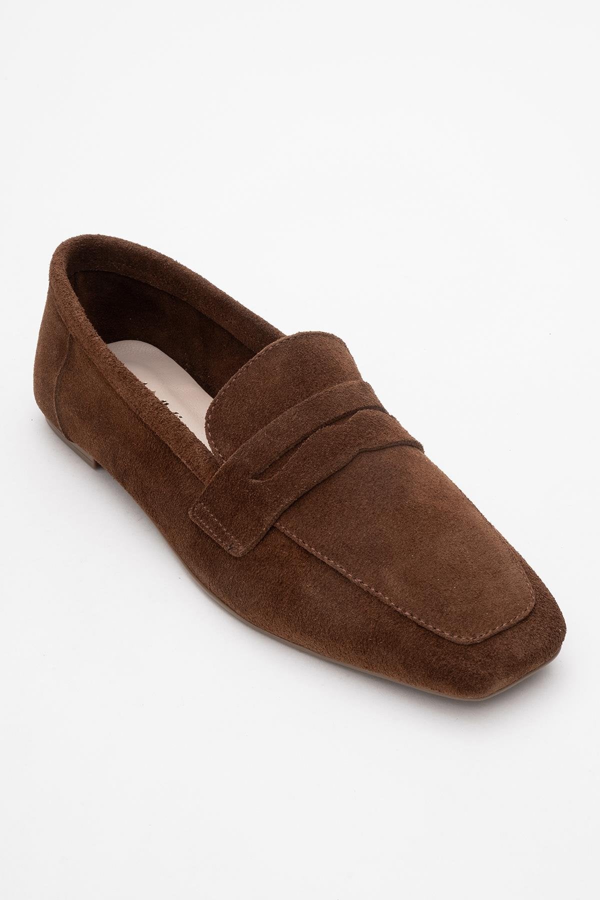 Morne - Brown Suede Leather Loafers – detail view showing leather, suede, Vowalisse