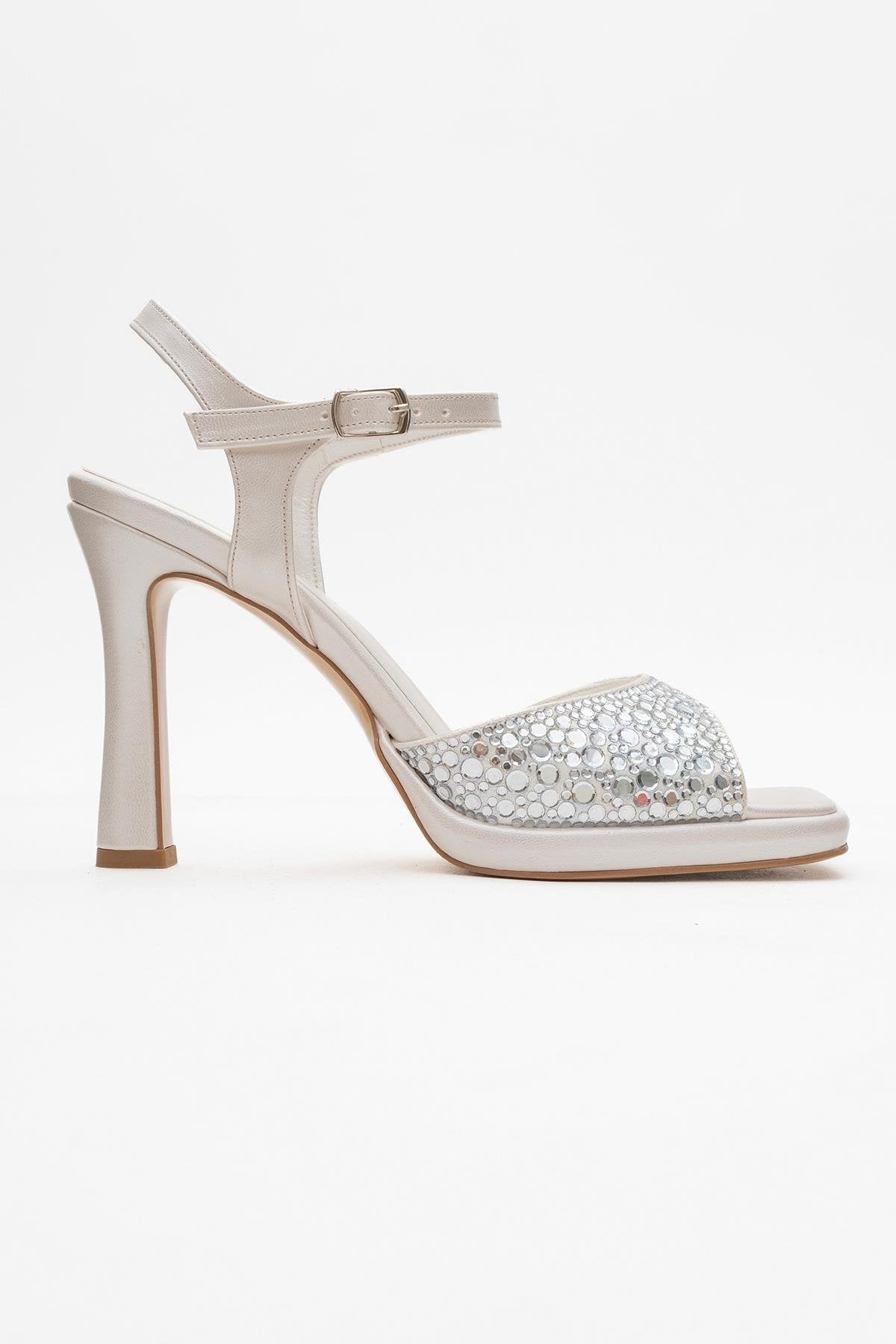 Anche - Pearl Jeweled Evening Shoe – top view showing pearl, leather, Vowalisse