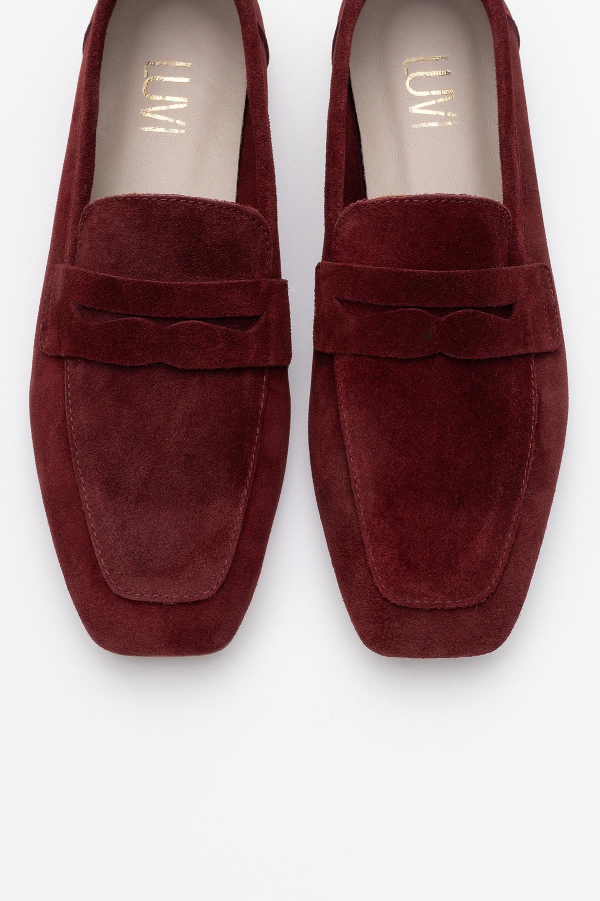 Morne - Burgundy Suede Leather Loafers – side view showing leather, suede, Vowalisse