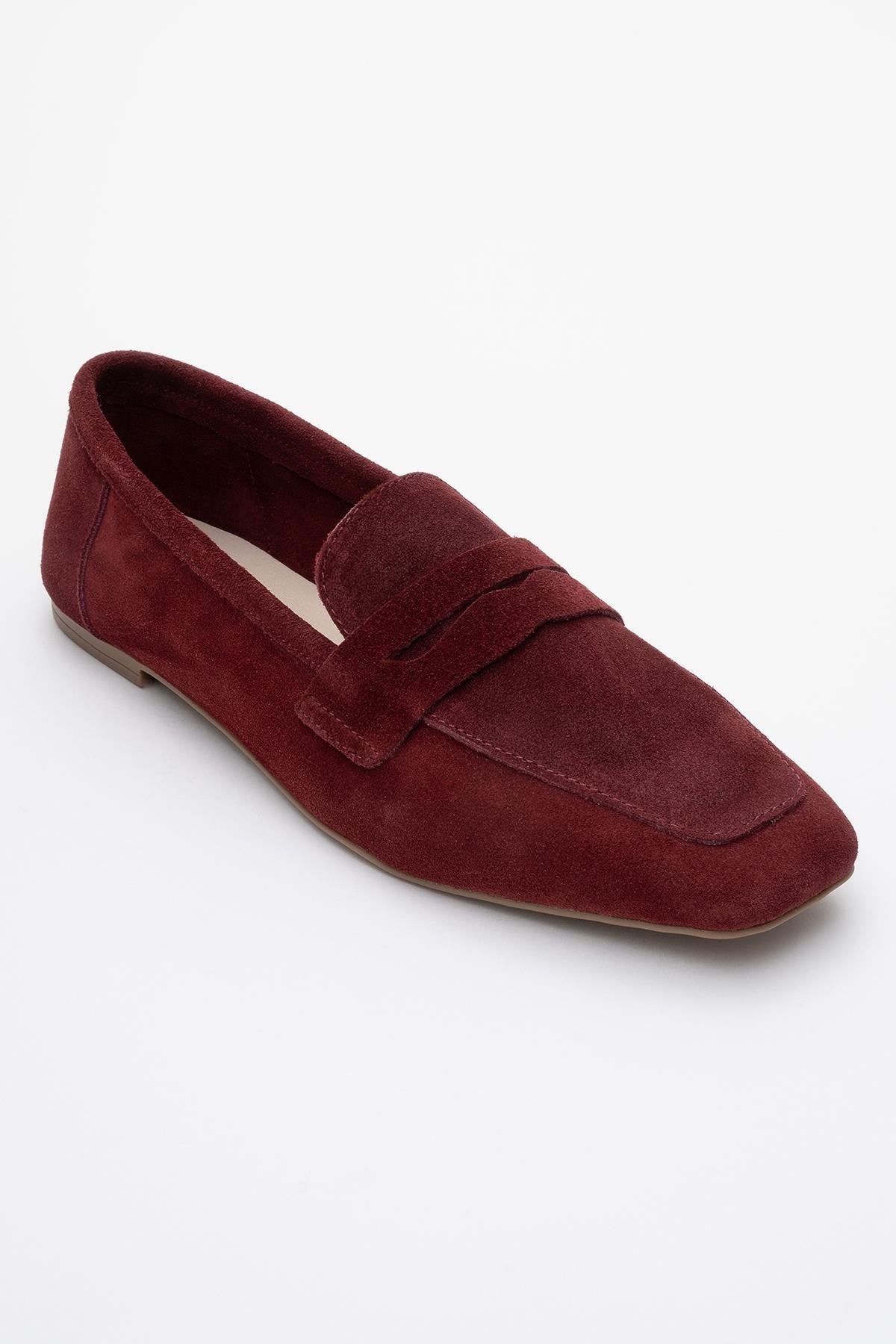 Morne - Burgundy Suede Leather Loafers – detail view showing leather, suede, Vowalisse