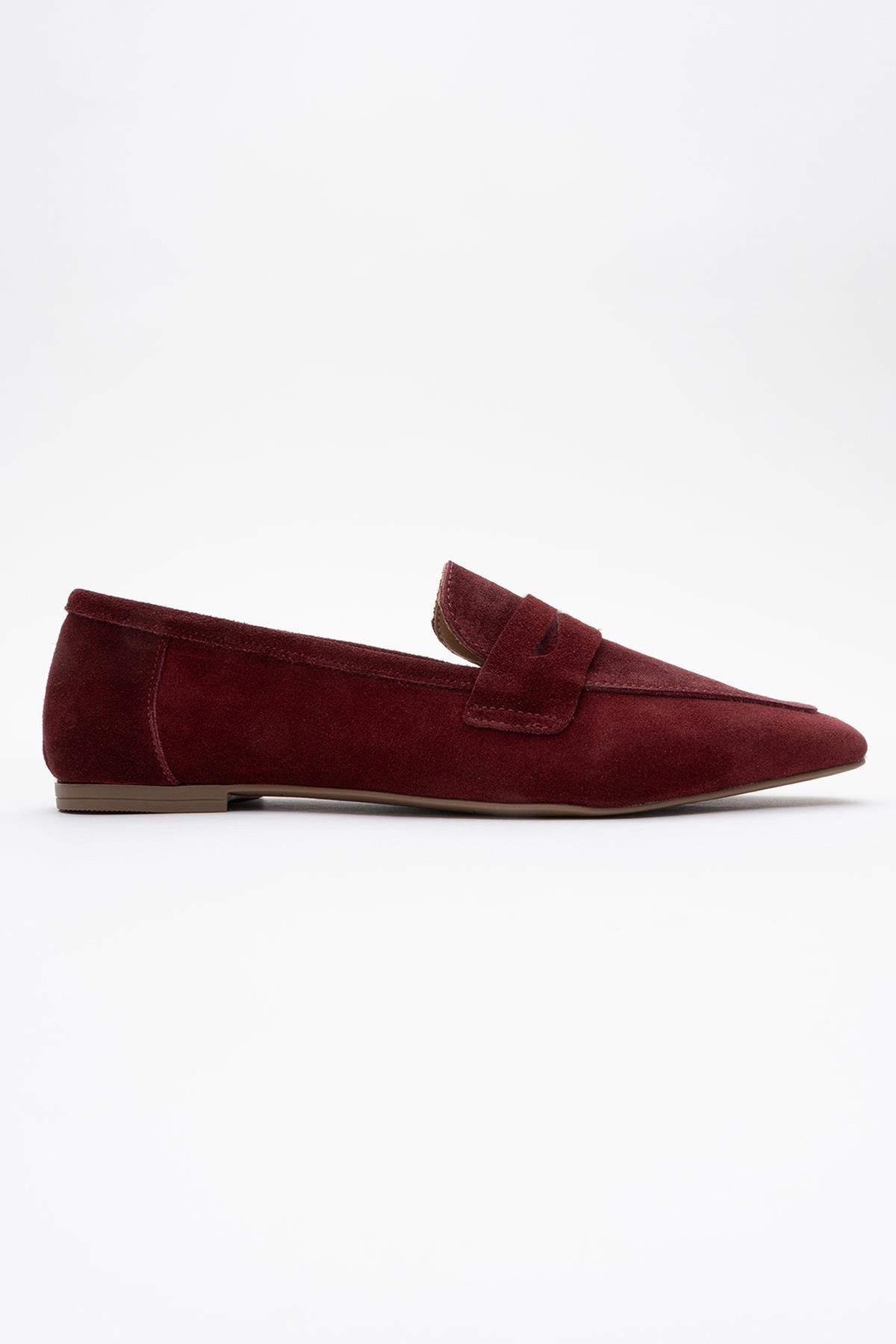 Morne - Burgundy Suede Leather Loafers – top view showing leather, suede, Vowalisse
