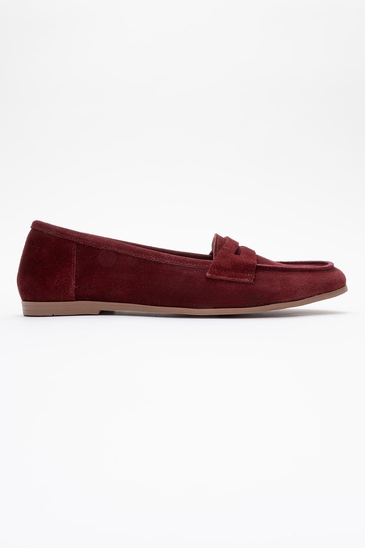 Dorothy - Burgundy Suede Leather Loafers – top view showing leather, suede, Vowalisse