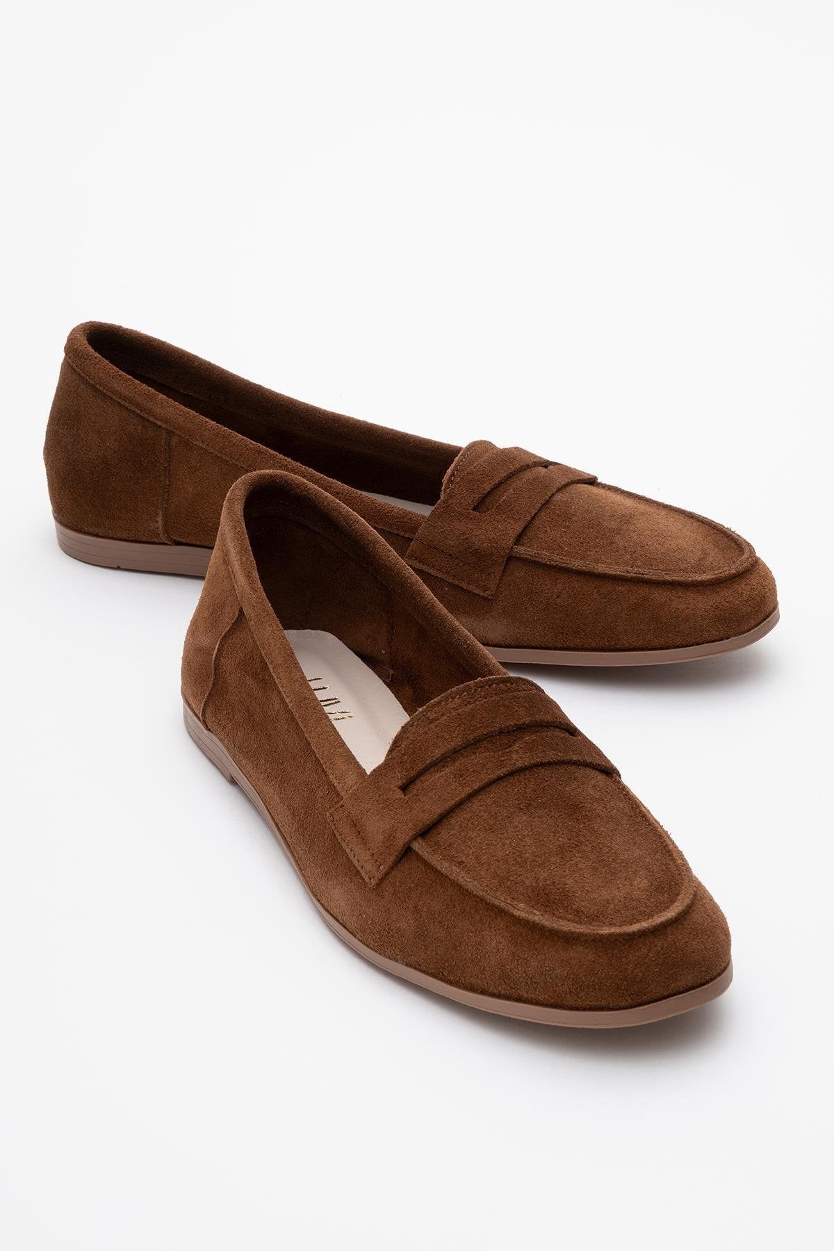 Dorothy - Brown Suede Leather Loafers – front three-quarter view showing leather, suede, Vowalisse