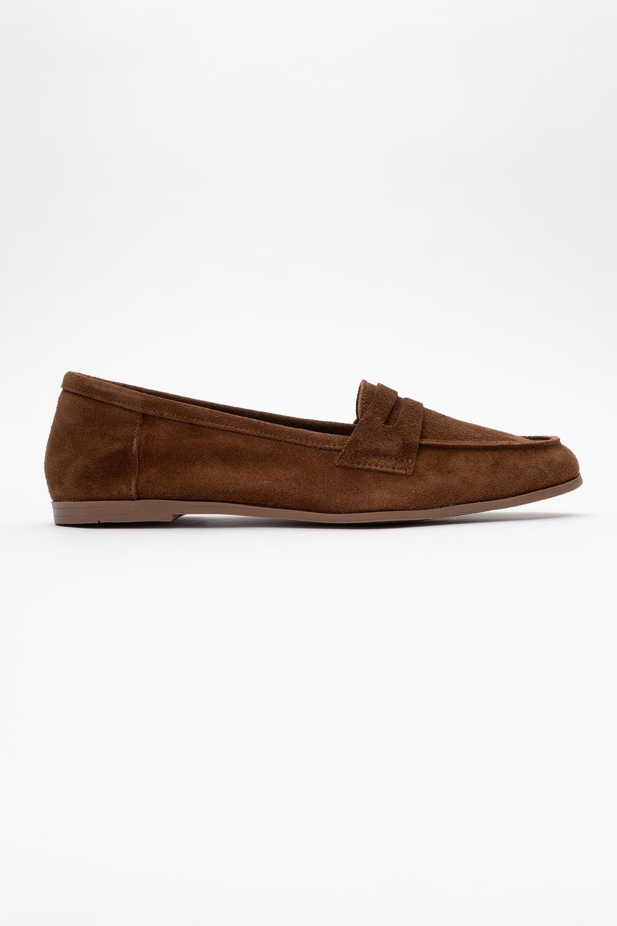 Dorothy - Brown Suede Leather Loafers – top view showing leather, suede, Vowalisse