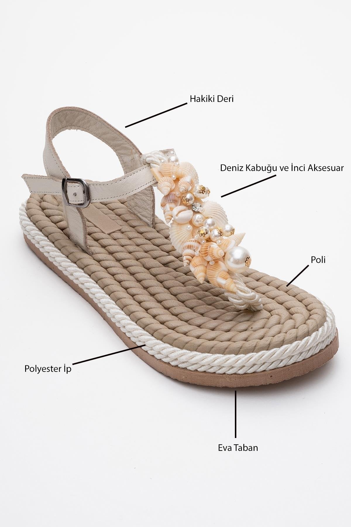 Lely Beige Leather Thong Sandal – sole view showing lace, leather, red, Vowalisse