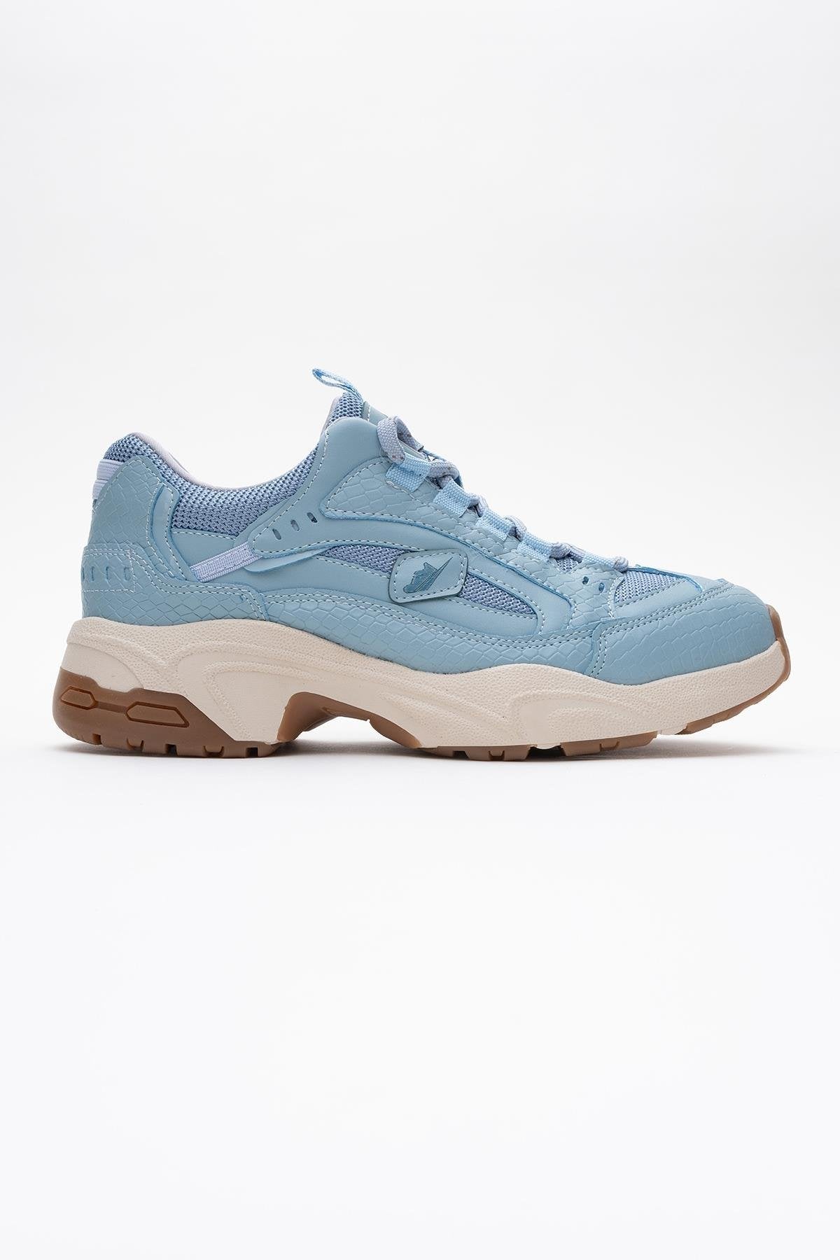 Bambi - Blue Printed Mesh Sneaker – top view showing leather, mesh, blue, Vowalisse