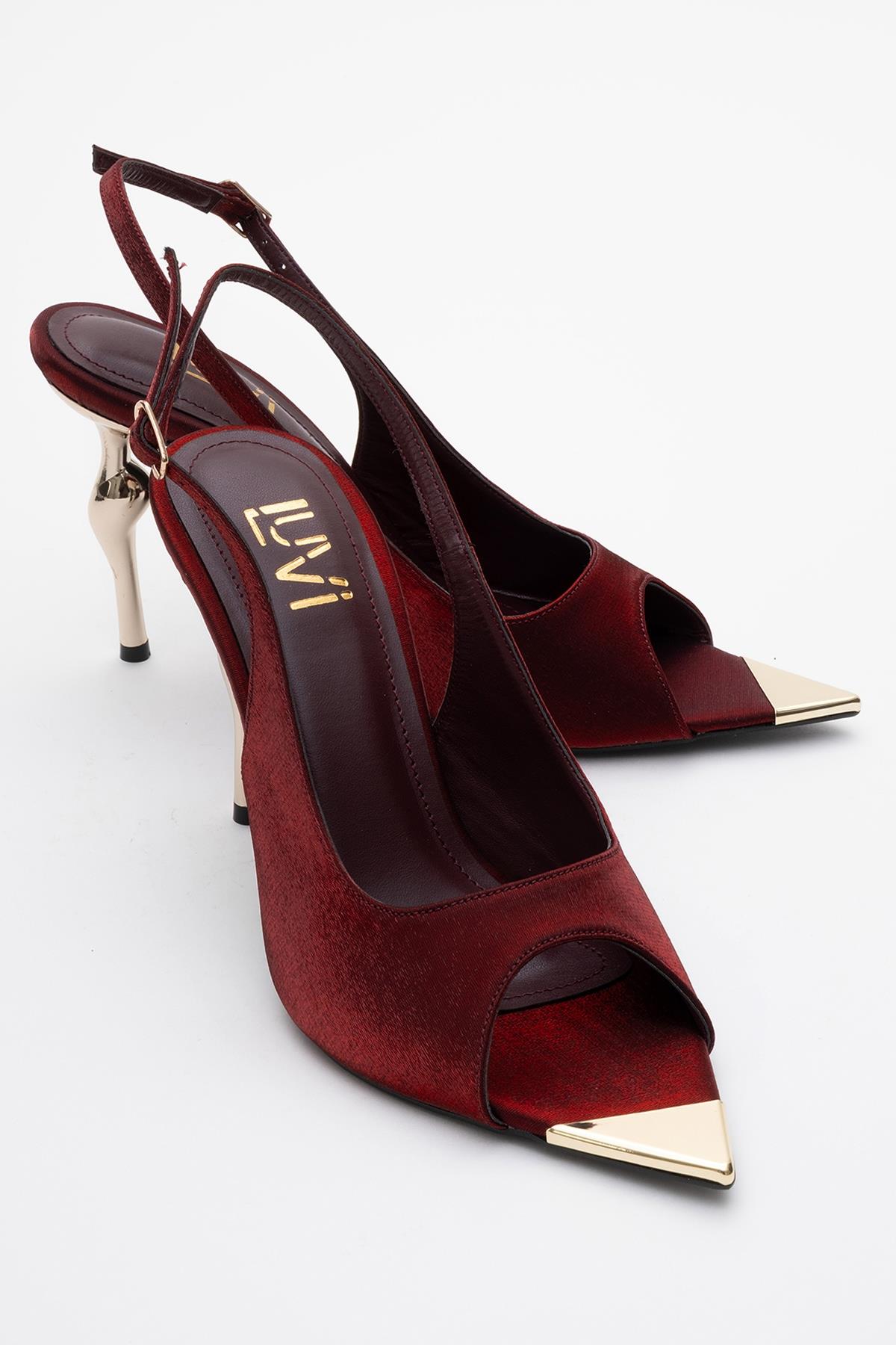 Barly - Burgundy Pointed Toe Stiletto Pump – front three-quarter view showing elegant detailing, Vowalisse