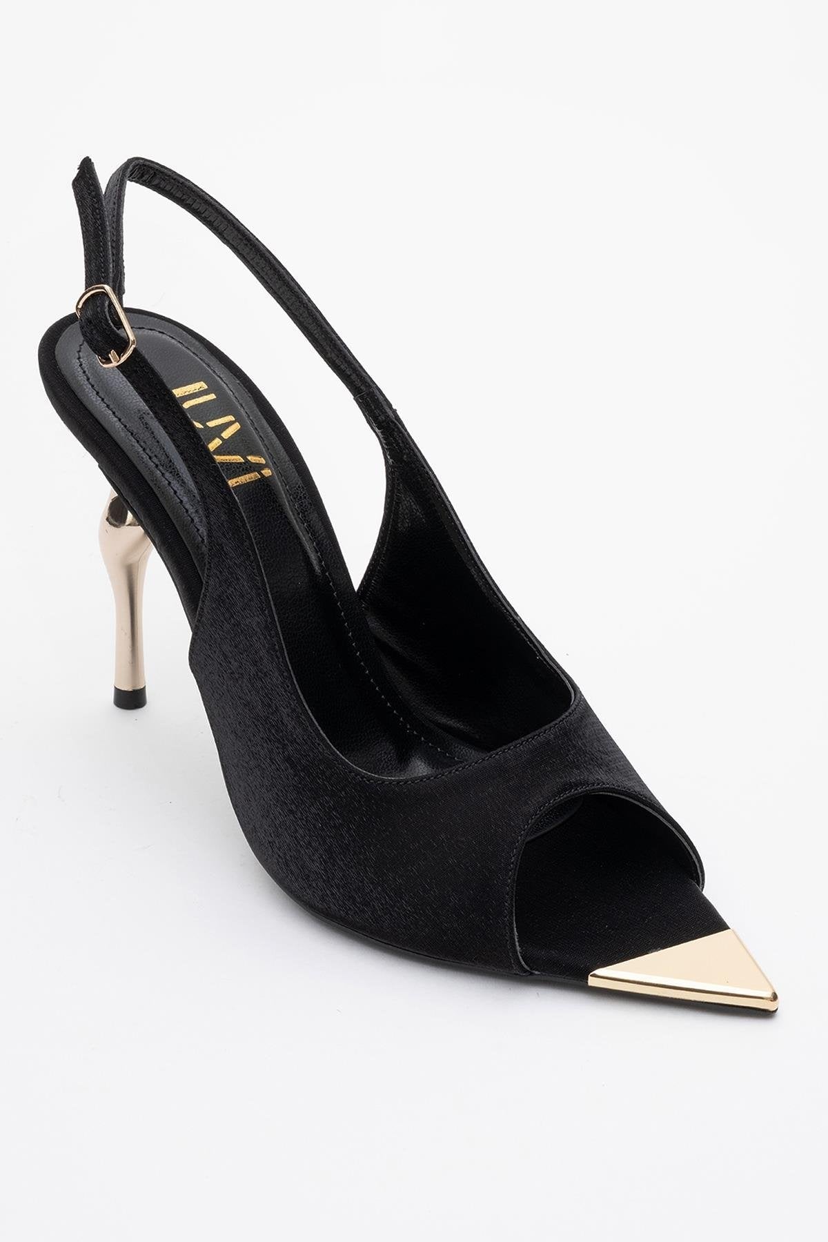 Barly - Black Pointed Toe Stiletto Pump – detail view showing black, Vowalisse