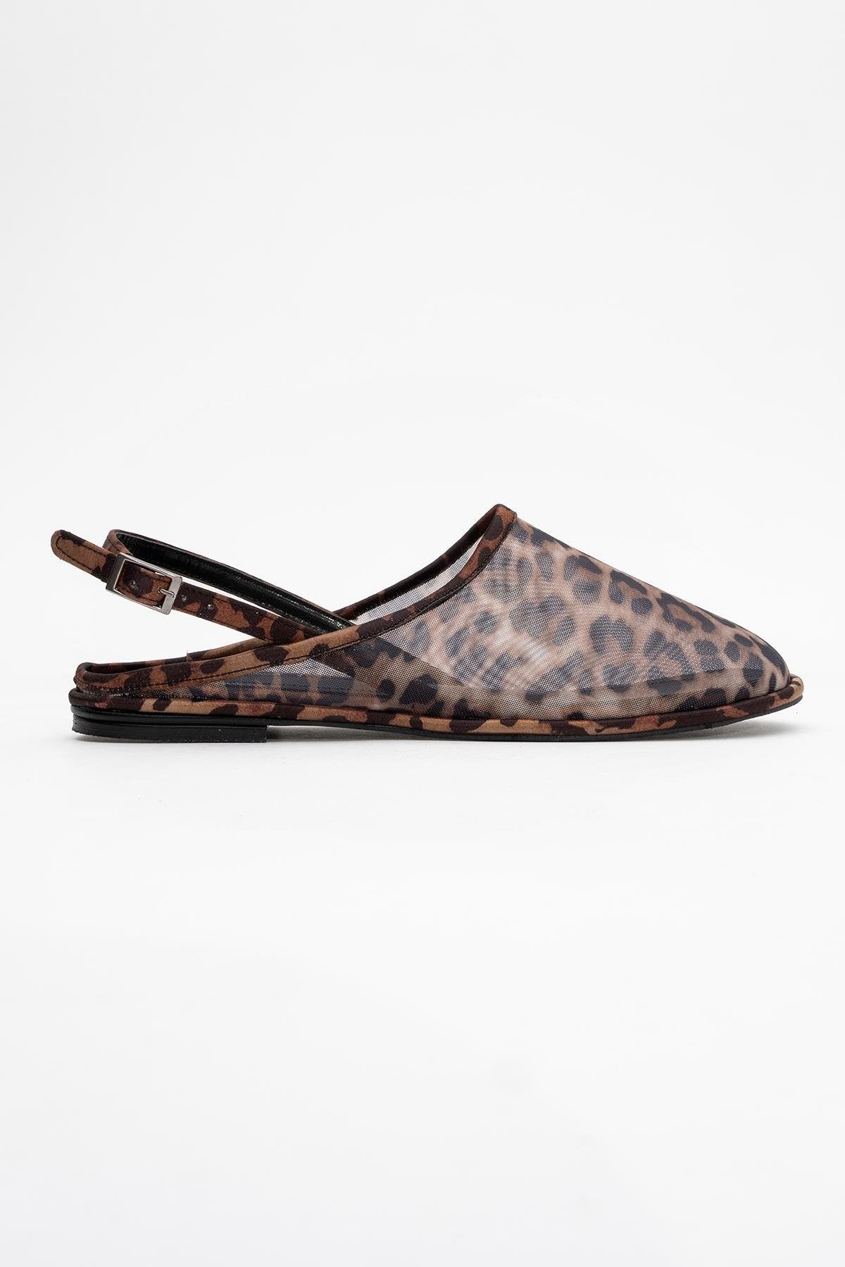 Shen Leopard Mesh Sandal – top view showing leather, mesh, Vowalisse