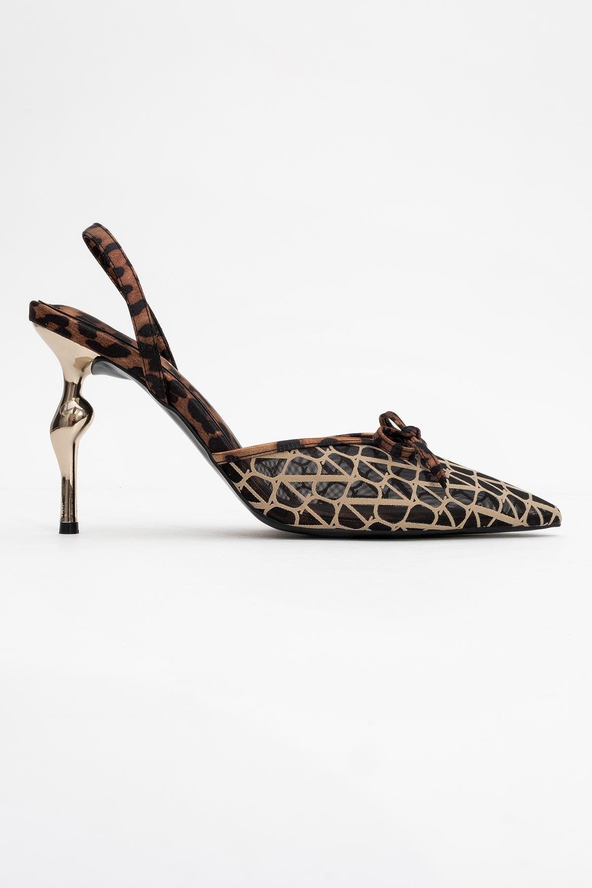 Peony - Black And Yellow Mesh Bow Pointed Toe Pump – top view showing bow, mesh, black, Vowalisse
