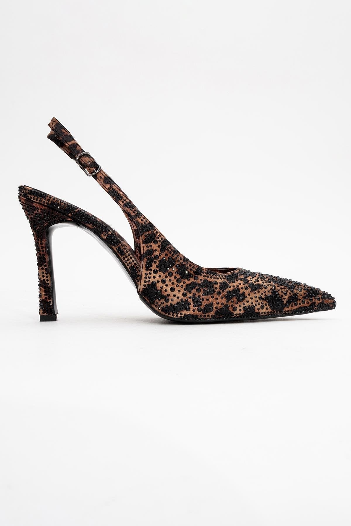 Roya - Black/Yellow Printed Satin Jeweled Pointed Toe Stiletto – top view showing satin, black, Vowalisse