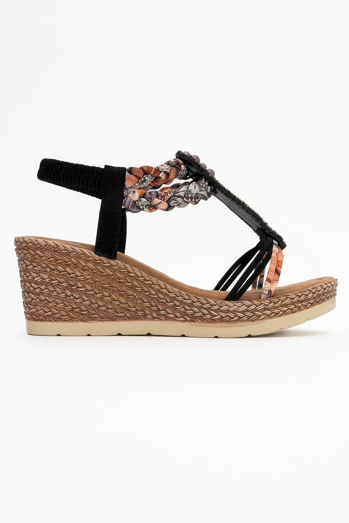 Sogno - Black Rhinestone Espadrille Sandal – top view showing pearl, rhinestone, leather, Vowalisse