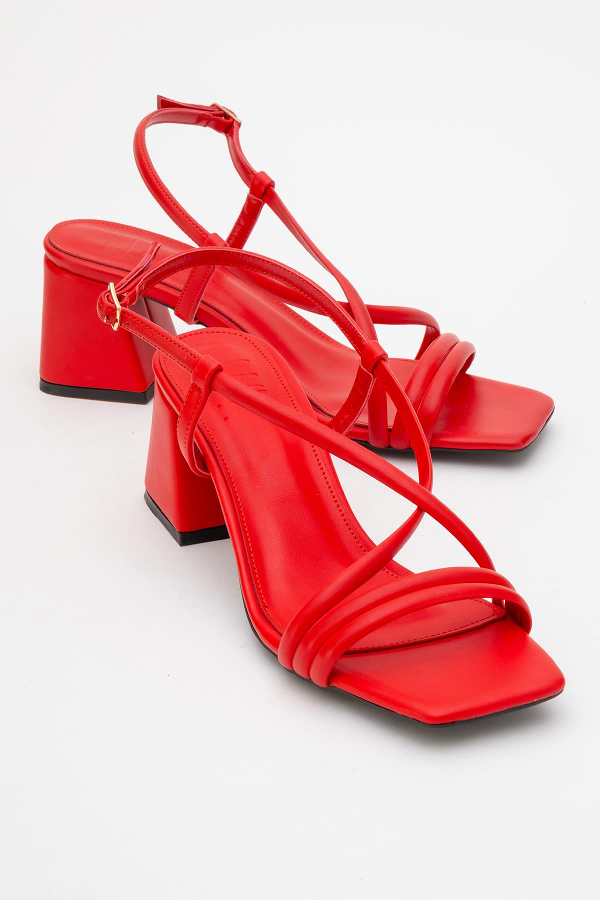 Daisy - Red Heeled Shoe – front three-quarter view showing leather, red, Vowalisse