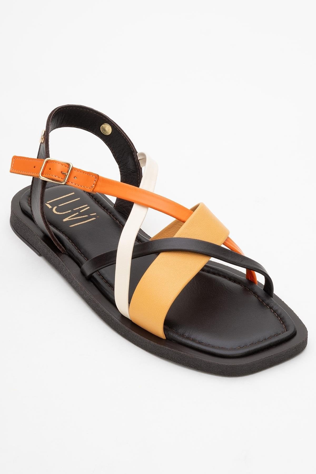 Rouse - Brown Leather Sandal – detail view showing leather, Vowalisse